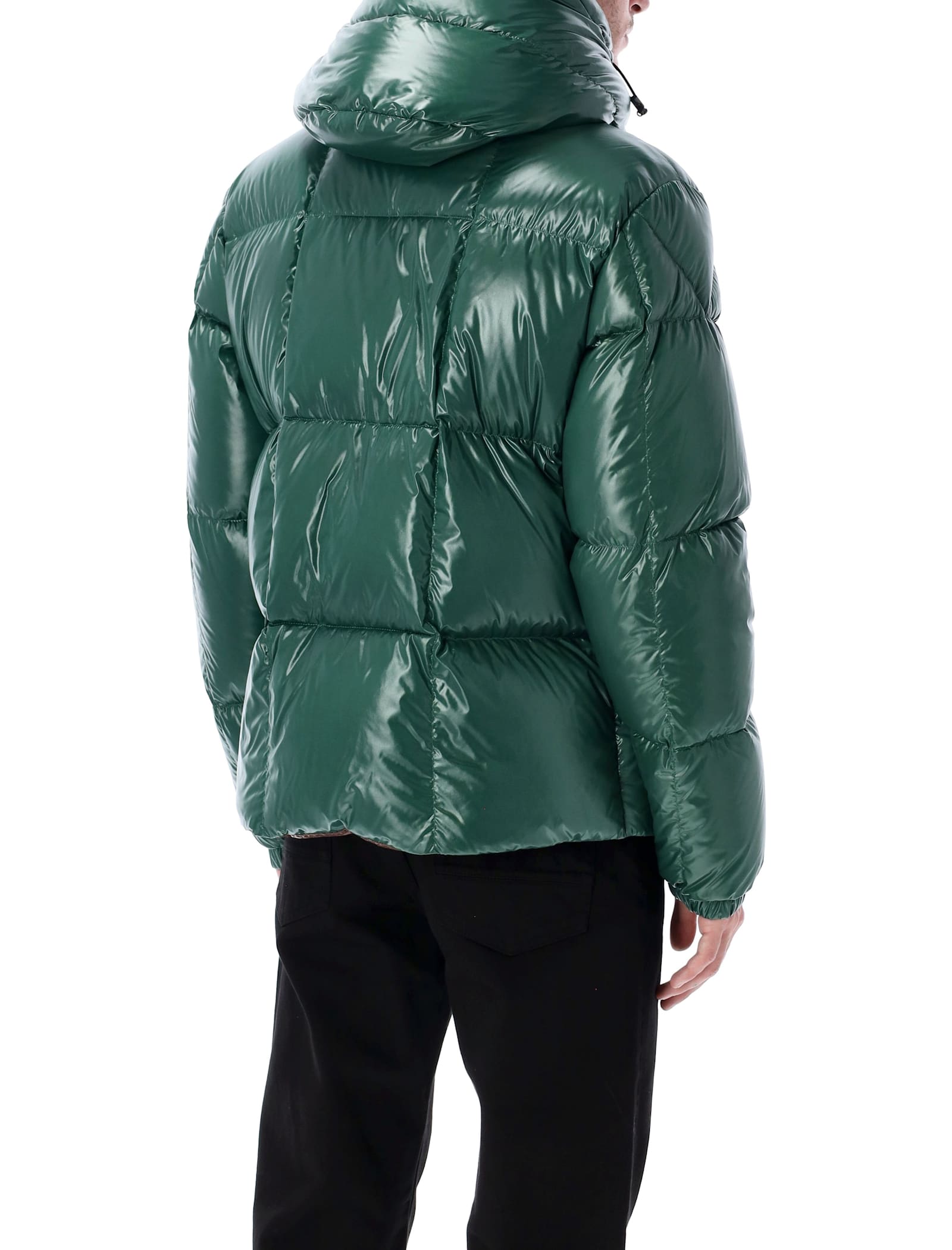 Moncler Parana Glossy Hooded Short Down Jacket Clothing In Green