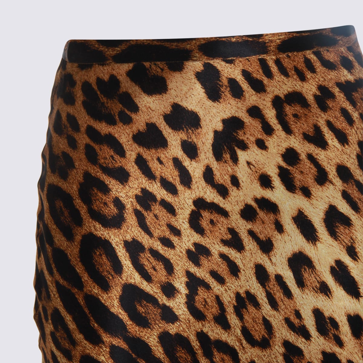 Roberto Cavalli Animal Print High Waist Midi Skirt In Brown