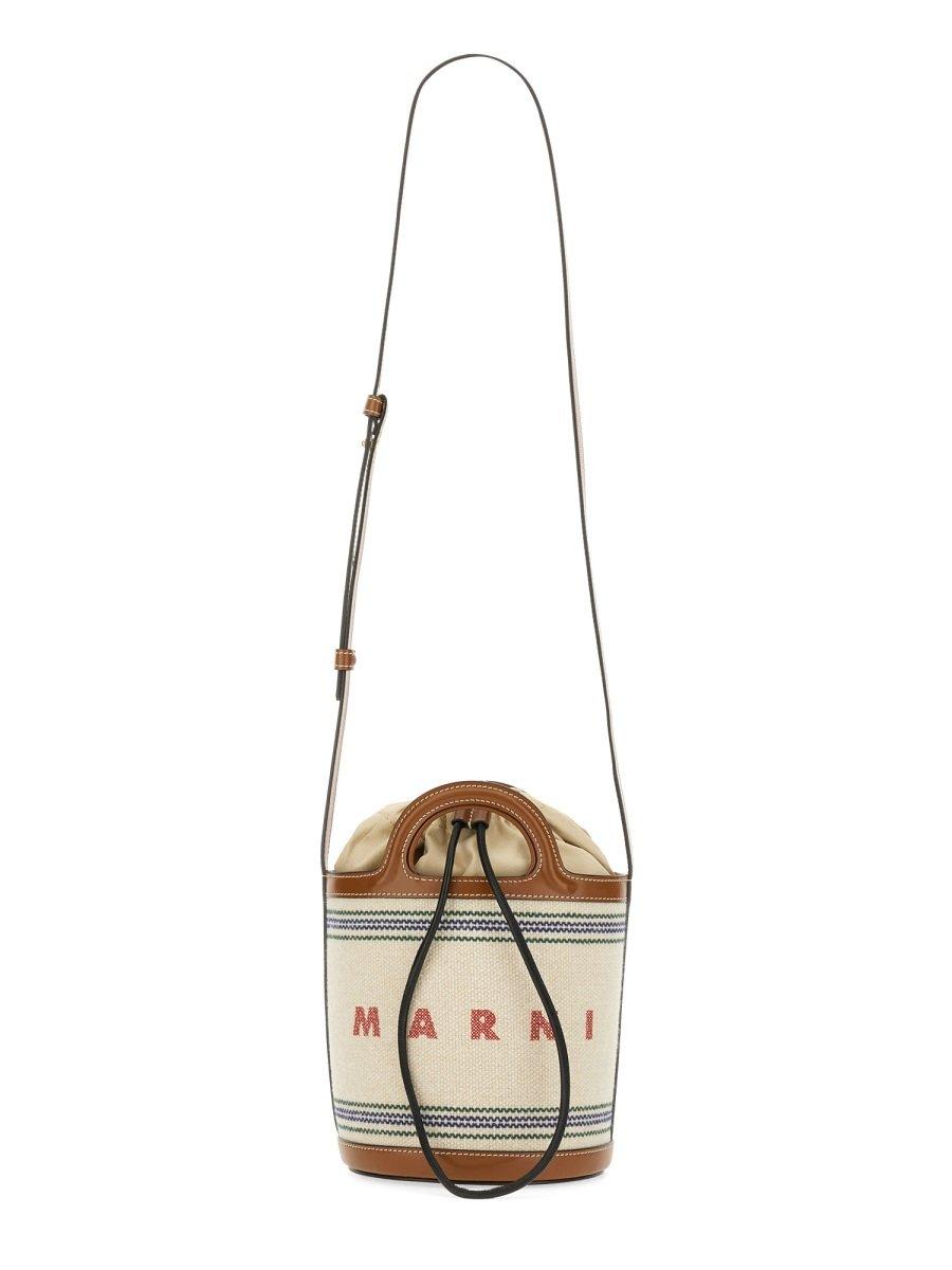 Shop Marni Tropicalia Small Bucket Bag In Beige