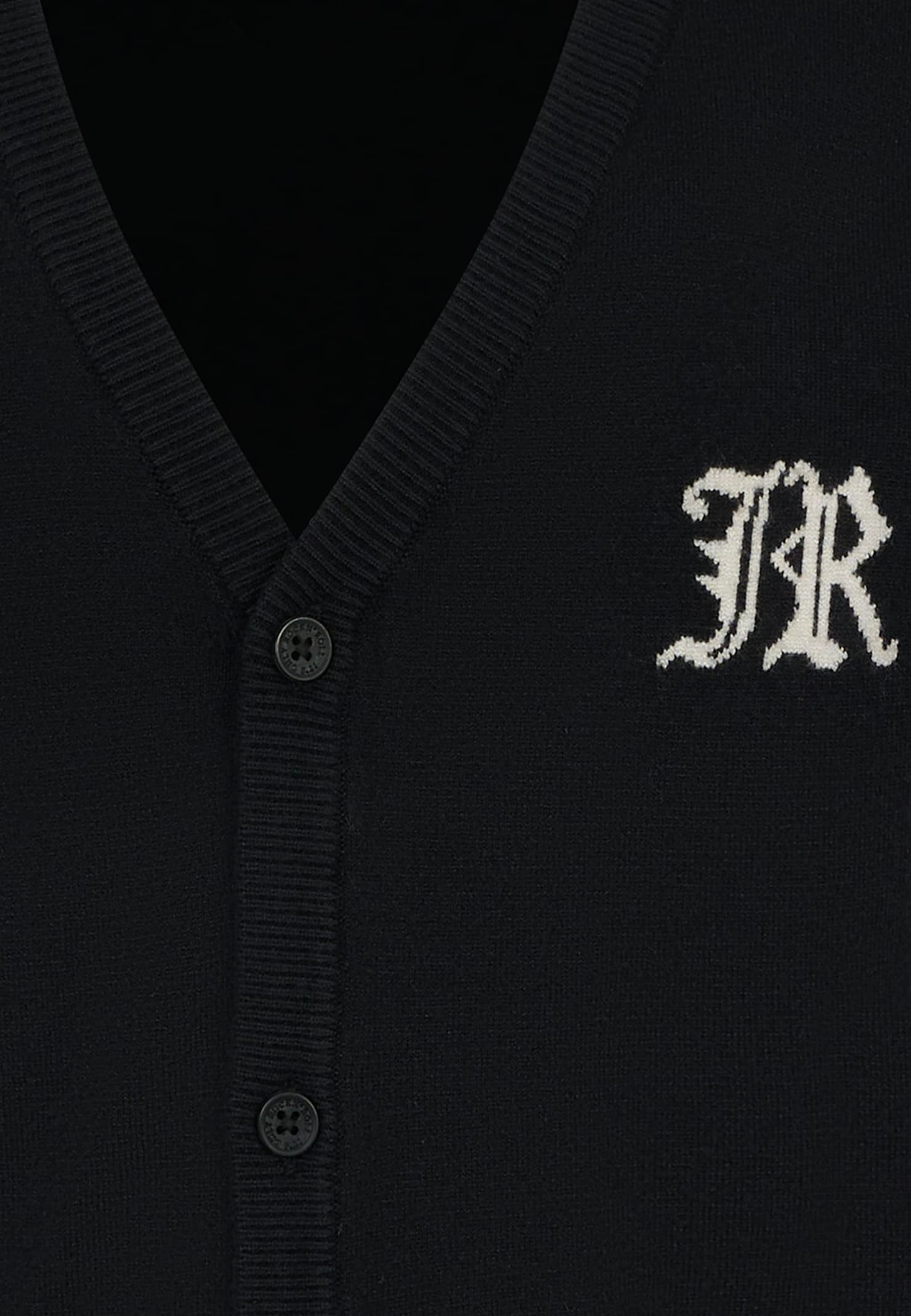 Richmond Black Cardigan For Boy With Ivory Logo In Black