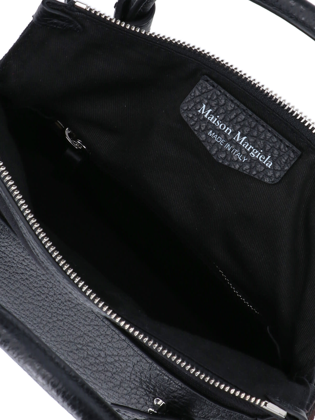 Maison Margiela East West Black Leather Bag In Black