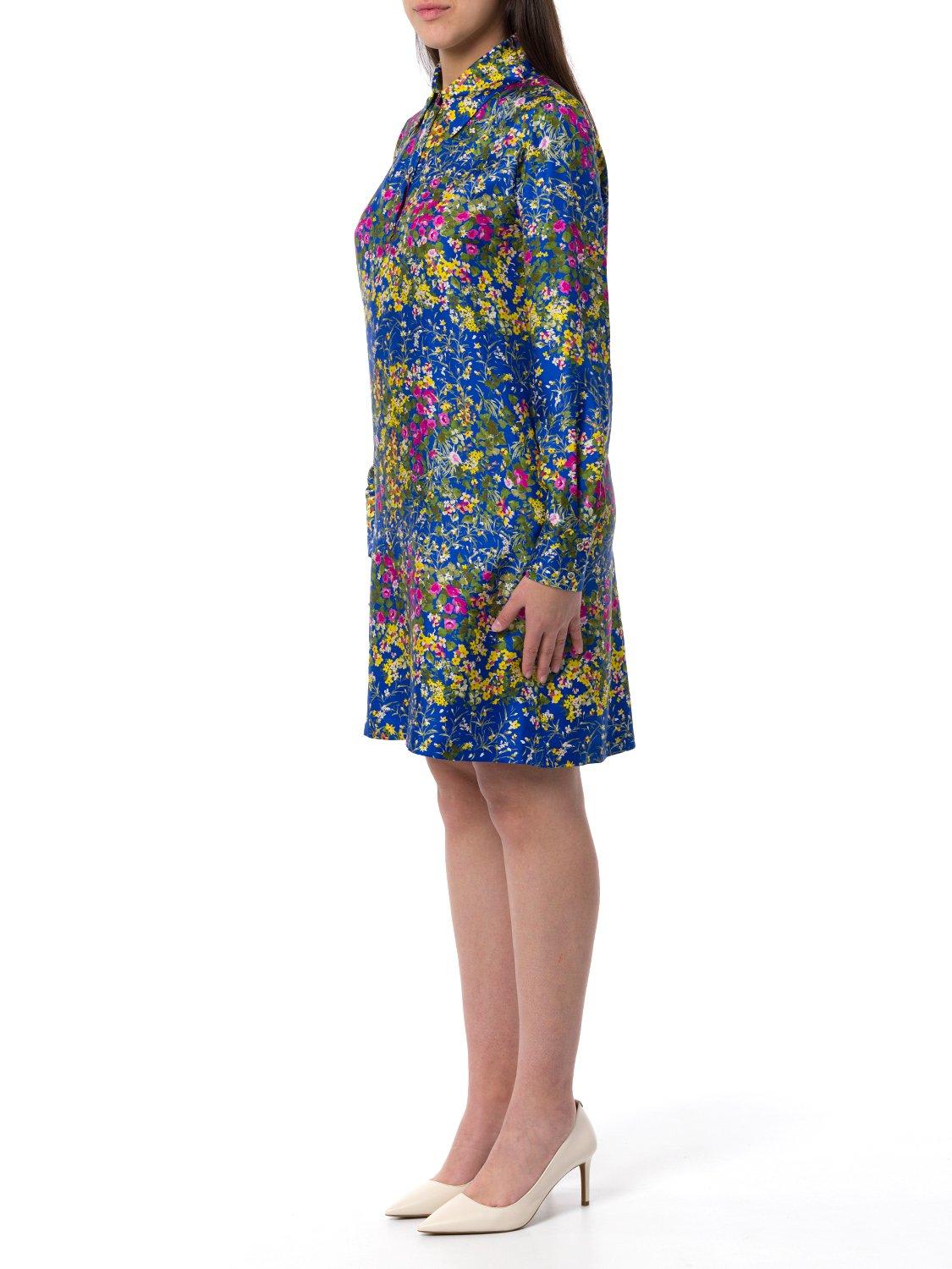 Shop Max Mara Floral Patterned Long-sleeved Dress In Multicolor
