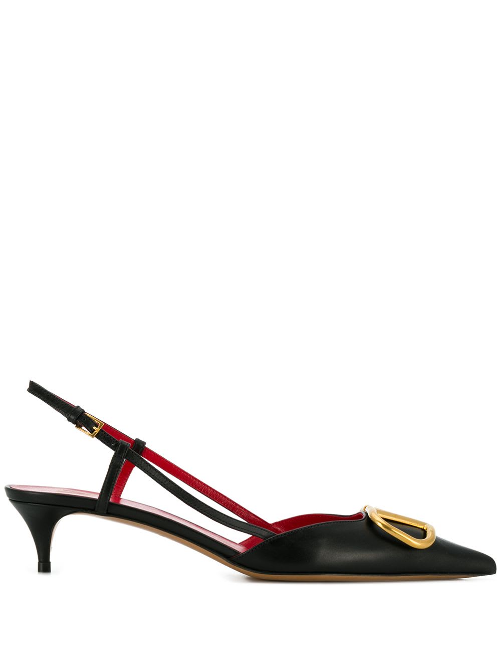 Valentino Garavani Vlogo Signature Leather Slingback Pumps In Black