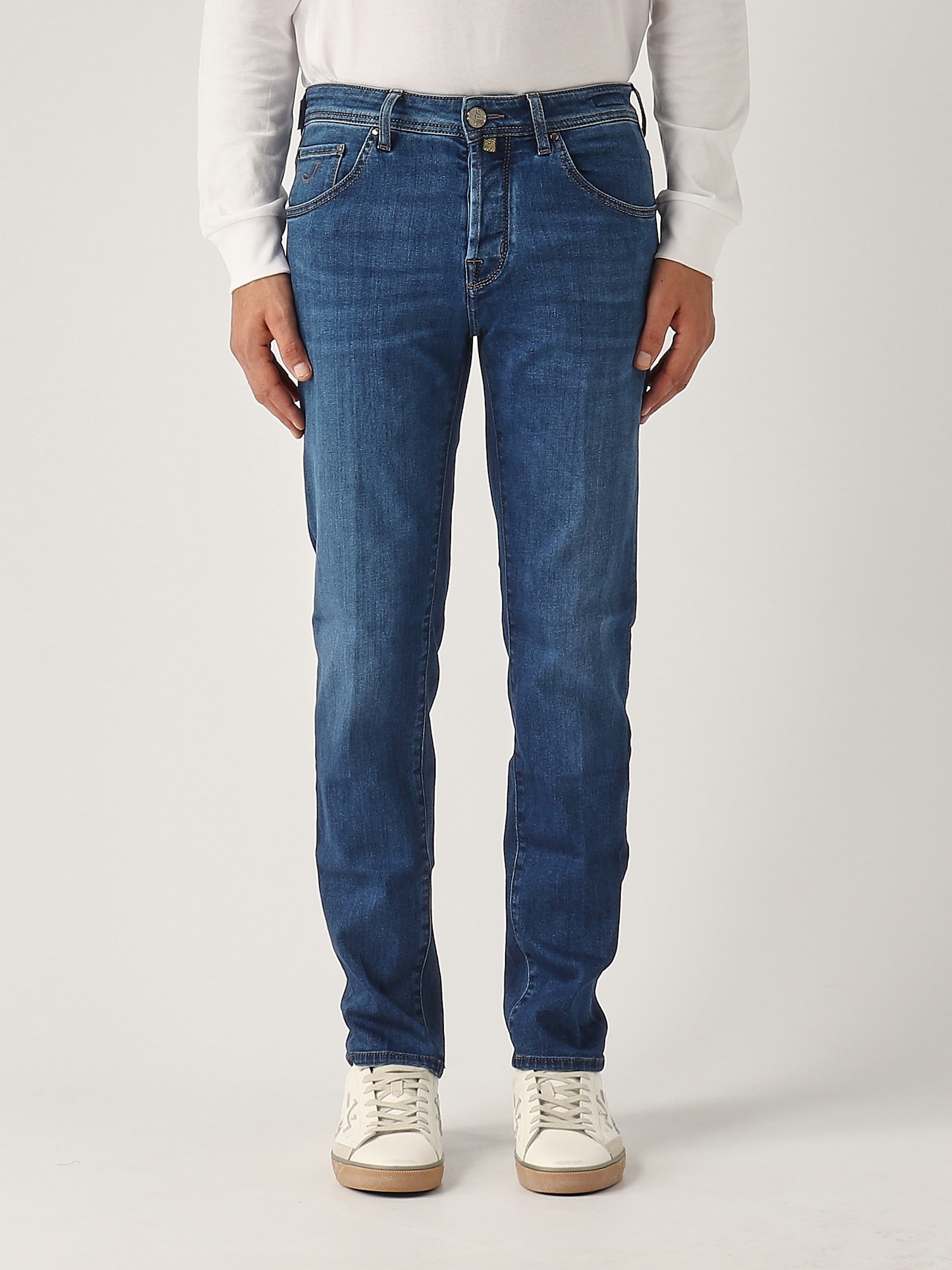 Shop Jacob Cohen Scott Jeans 5 Tasche Jeans In Denim Medio