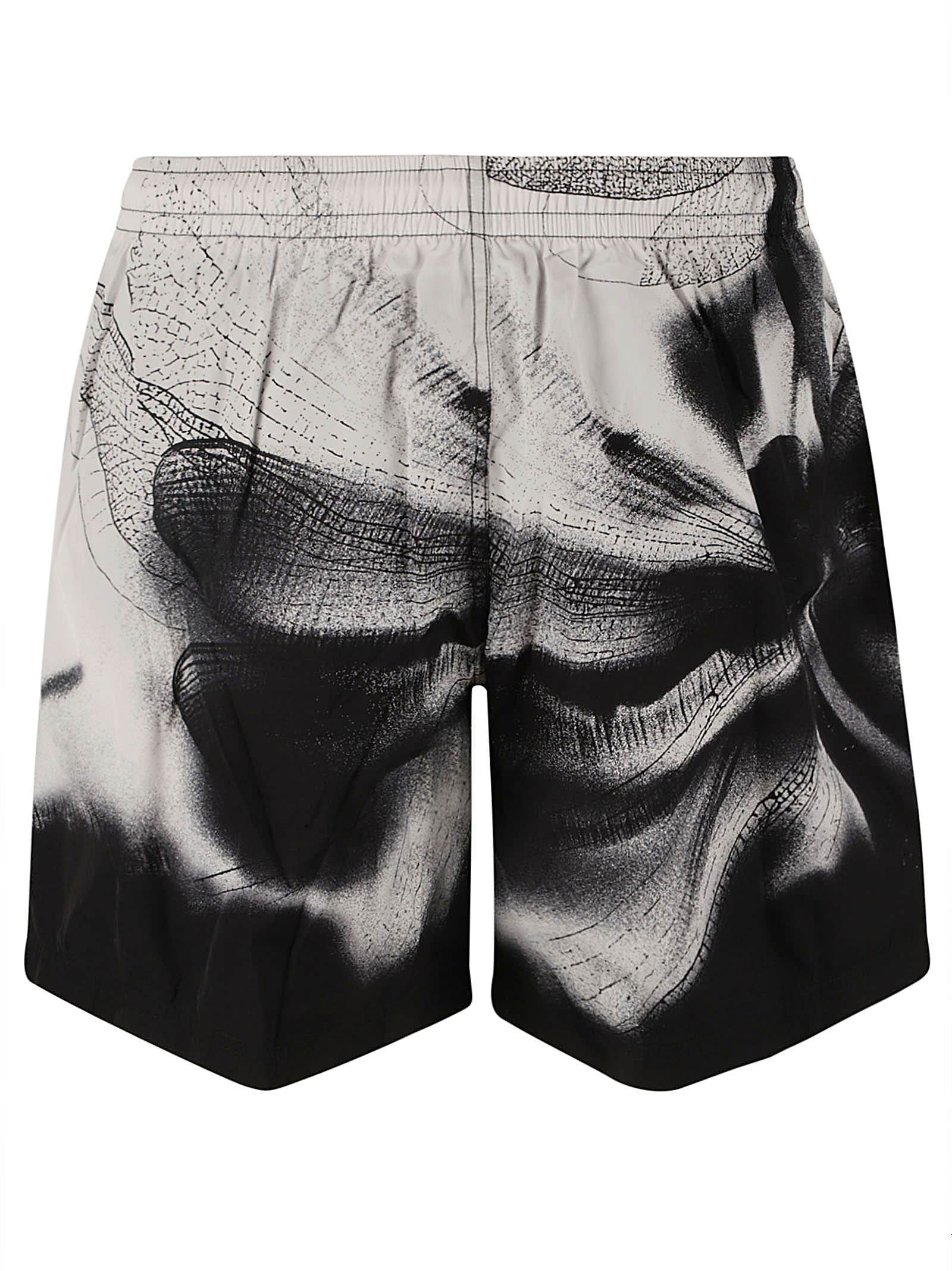 Shop Alexander Mcqueen Dragonfly Shadow Swim Shorts In Black/white