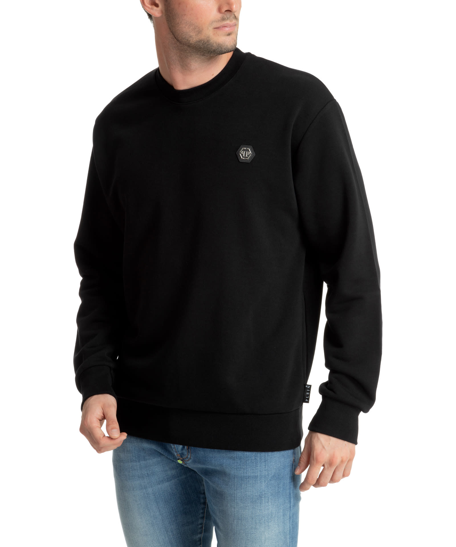 Shop Philipp Plein Hexagon Cotton Sweatshirt In Black