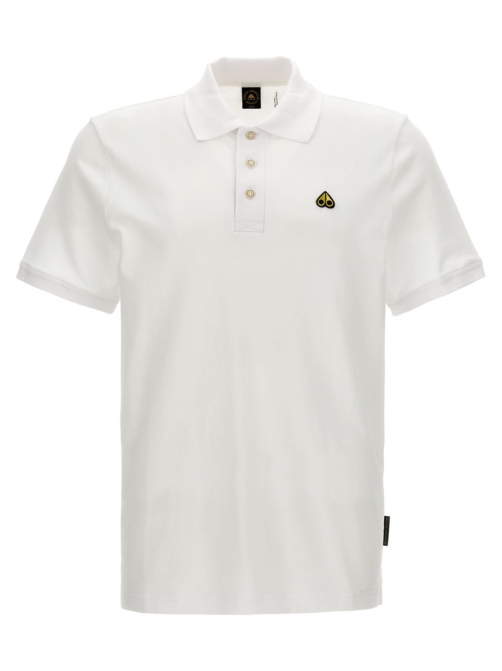Shop Moose Knuckles Logo Polo Shirt In White
