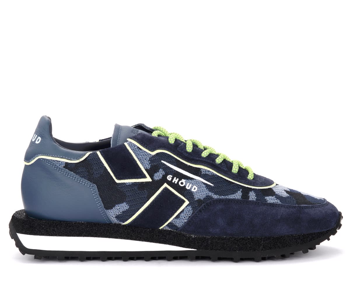 Blue Ghoud Rush Sneaker With Camouflage Print