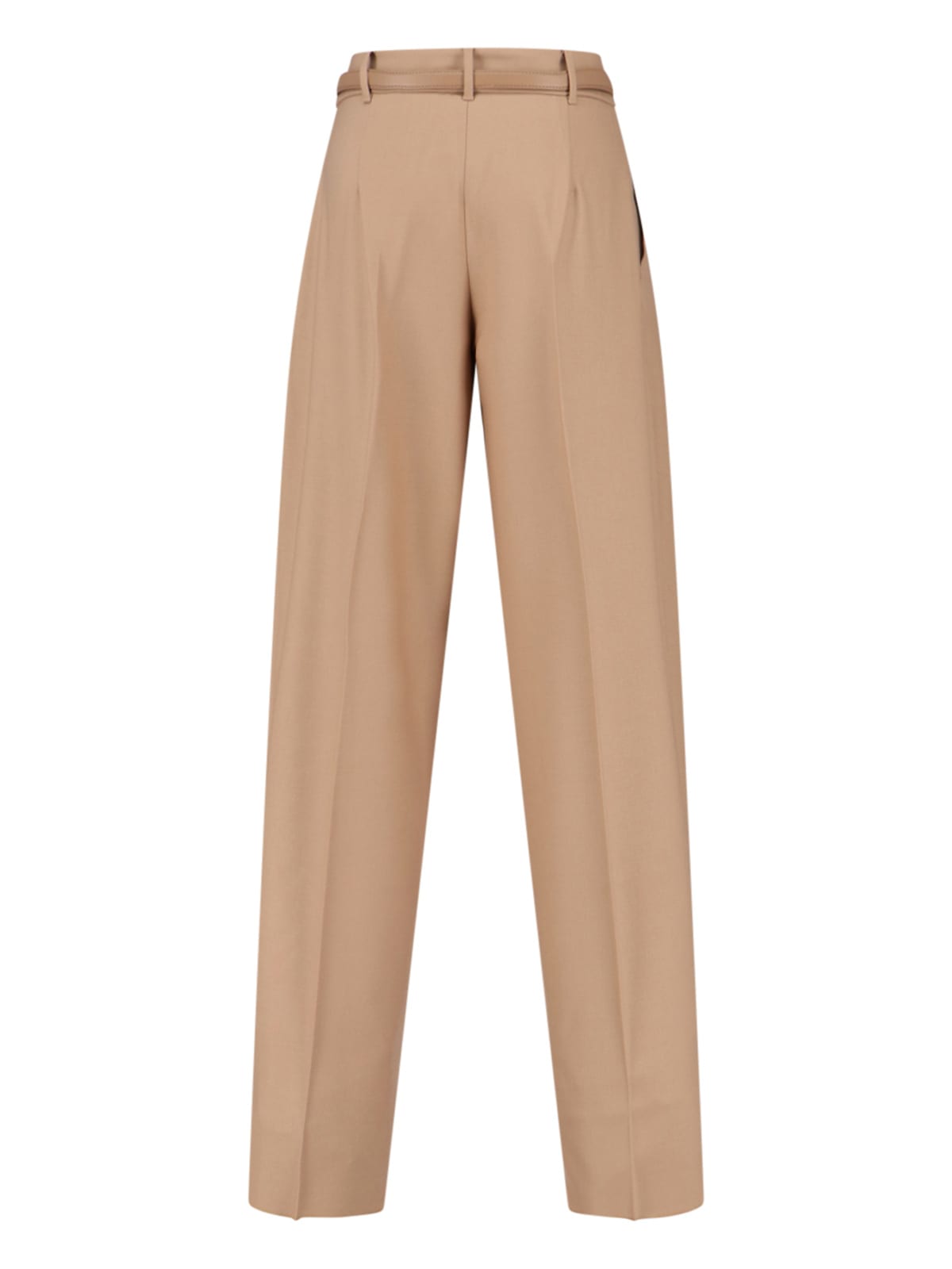 Max Mara Straight Trousers With Pleated Front And Pockets In Brown