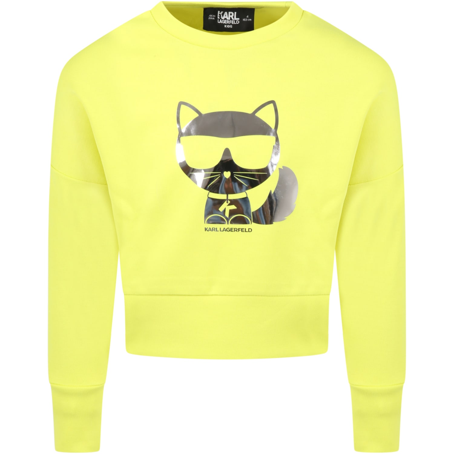 Karl Lagerfeld Kids Yellow Sweatshirt For Girl With Choupette
