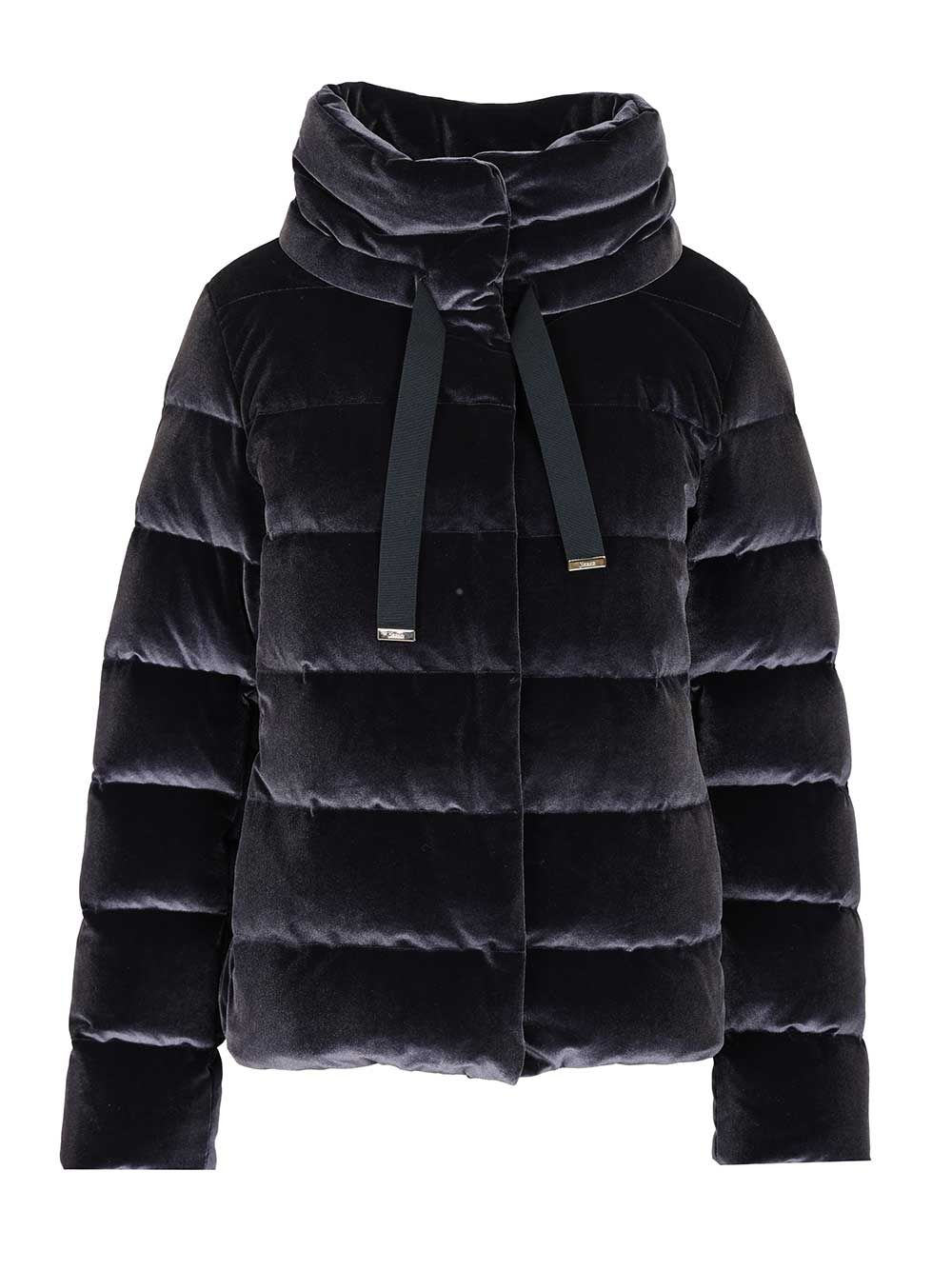 Herno Velvet Padded Down Jacket In Blue