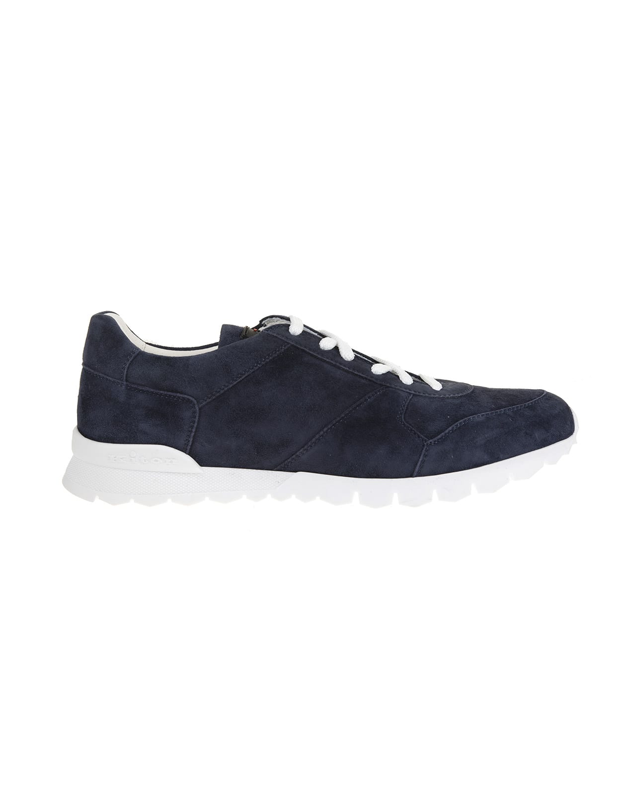 Kiton Navy-blue/white Leather Low-top Leather Snakers