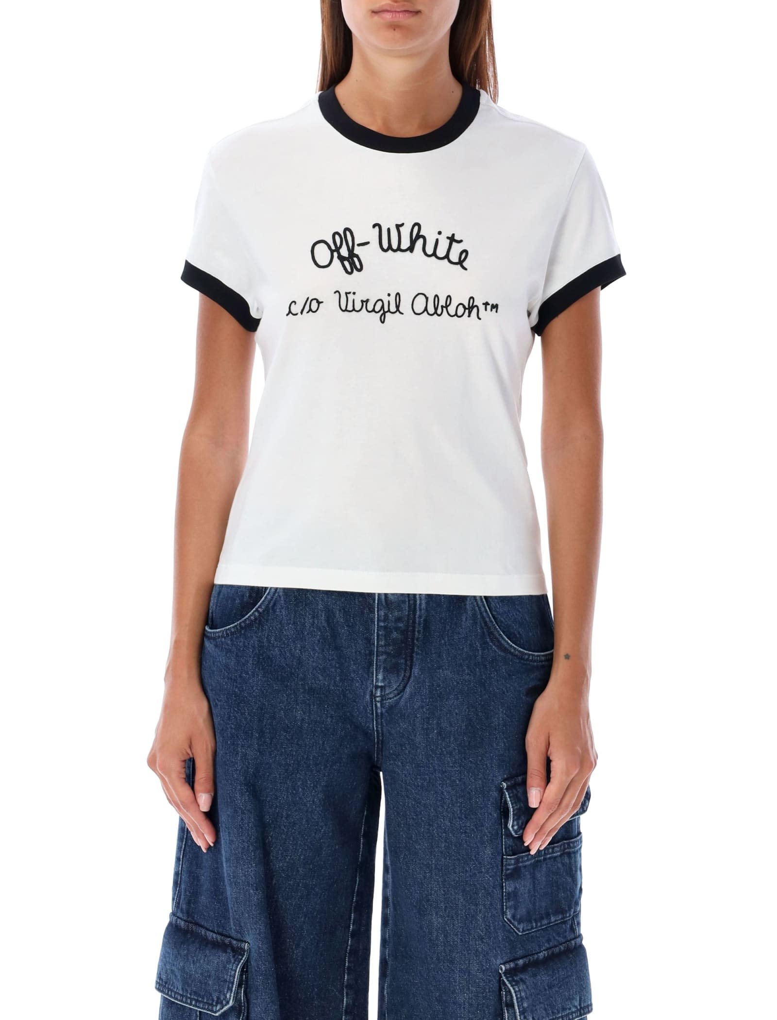 Shop Off-white Scripte Tipe T-shirt In White Black