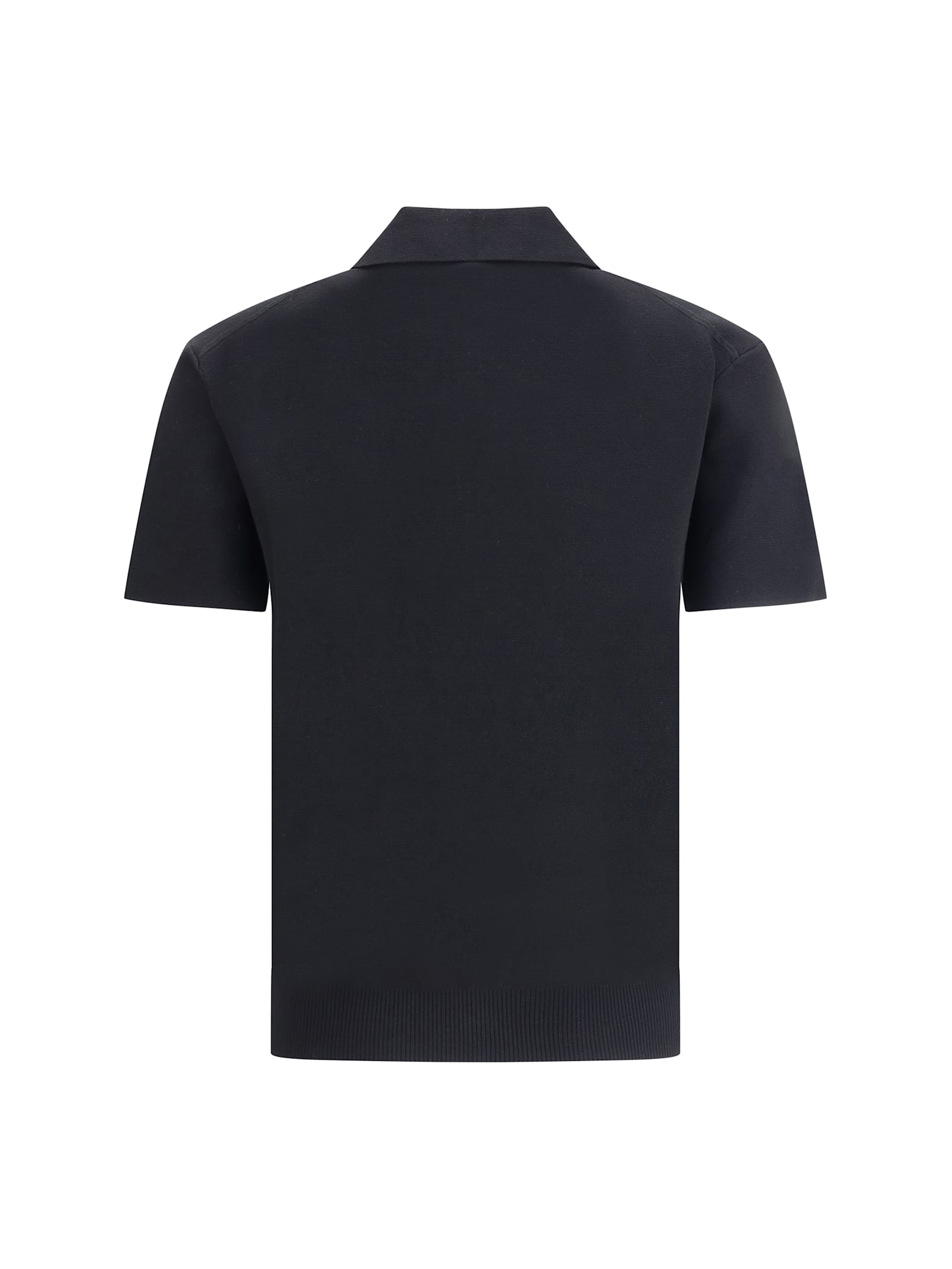 Max Mara Teti Zip Ribbed Polo Top In Black