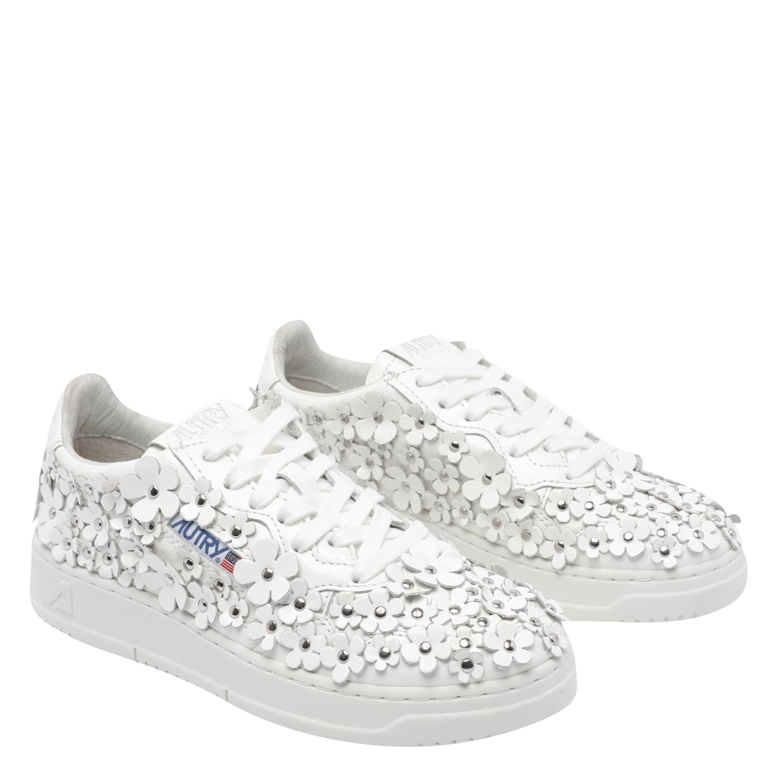 Autry Medalist Floral-embellished Sneakers In White