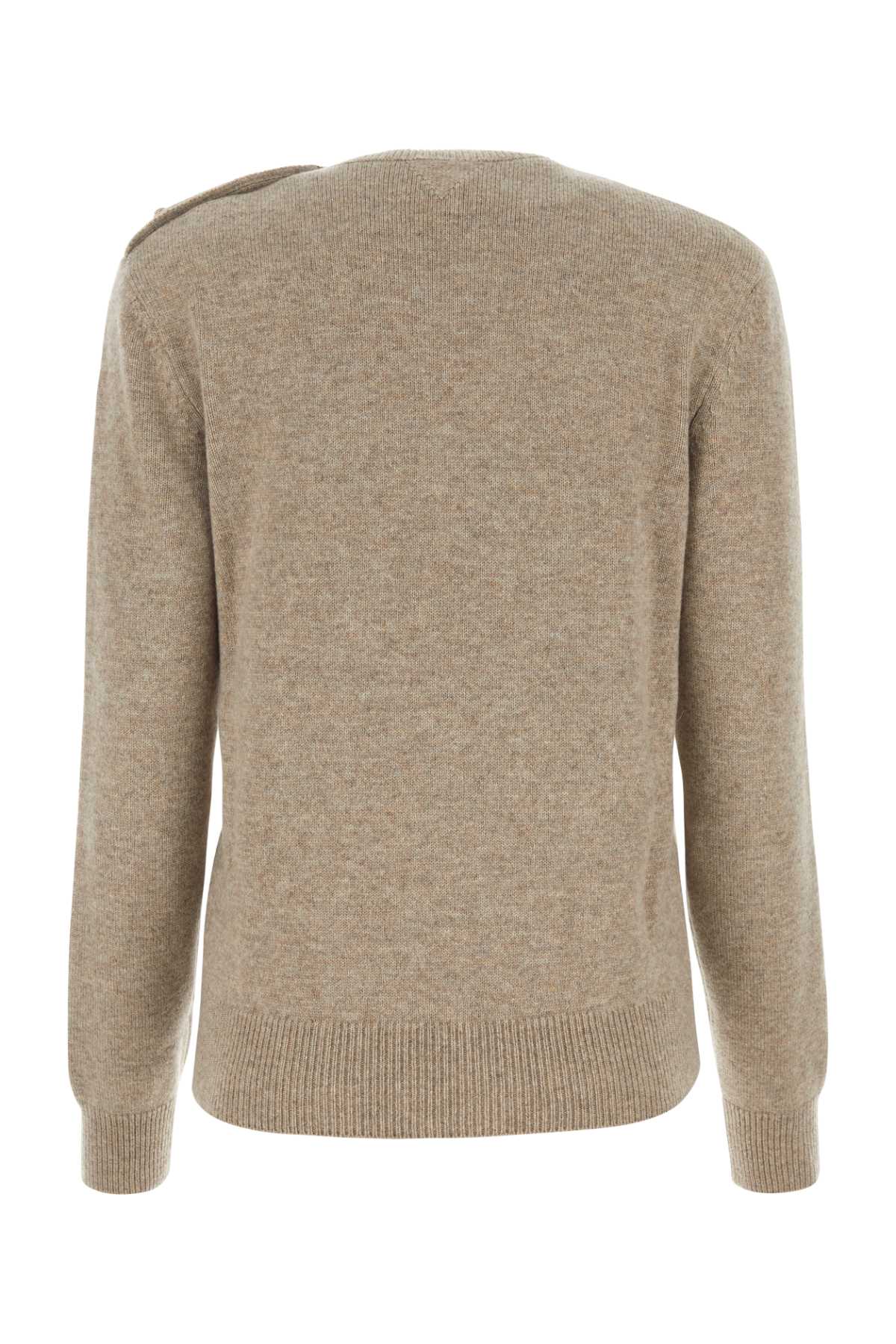 Shop Bottega Veneta Dove Grey Stretch Cashmere Blend Sweater In Sand