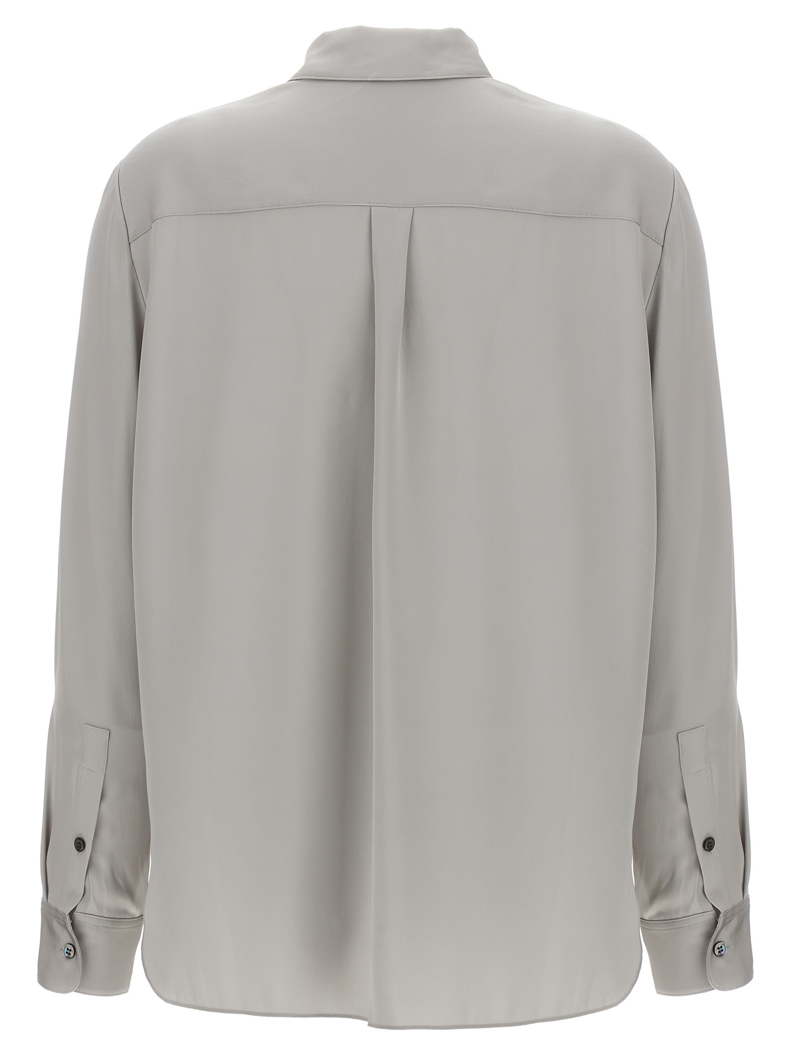 Theory Straight Shirt With Buttoned Cuffs And Pleated Back In Gray