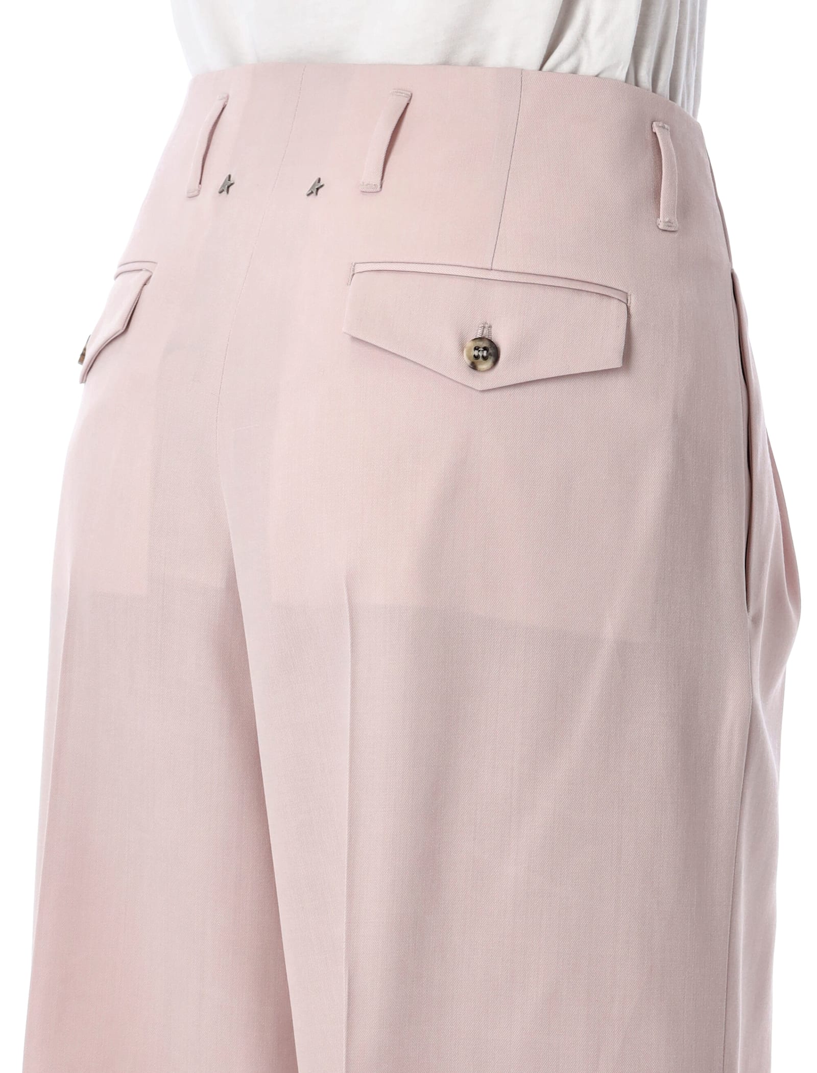 Golden Goose Light Pink Wide-leg Trousers In Wool In Shadow Pink