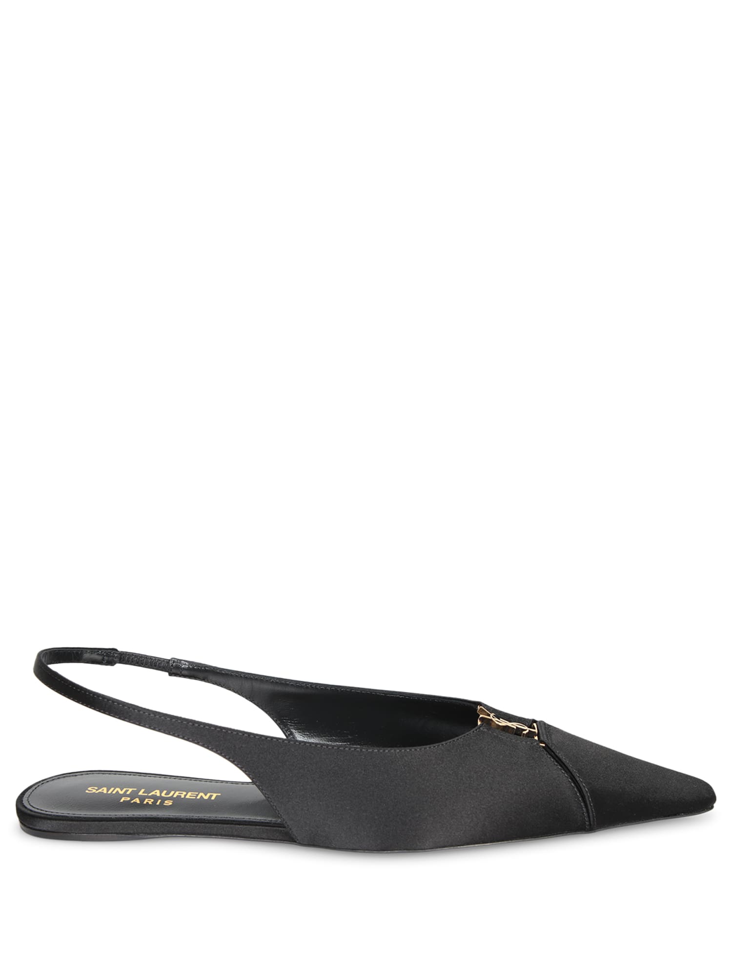 Saint Laurent Babylone Leather Slingback Ballets In Black