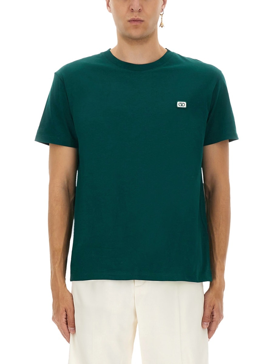 Valentino Garavani T-shirt With Signature Vlogo In Gray