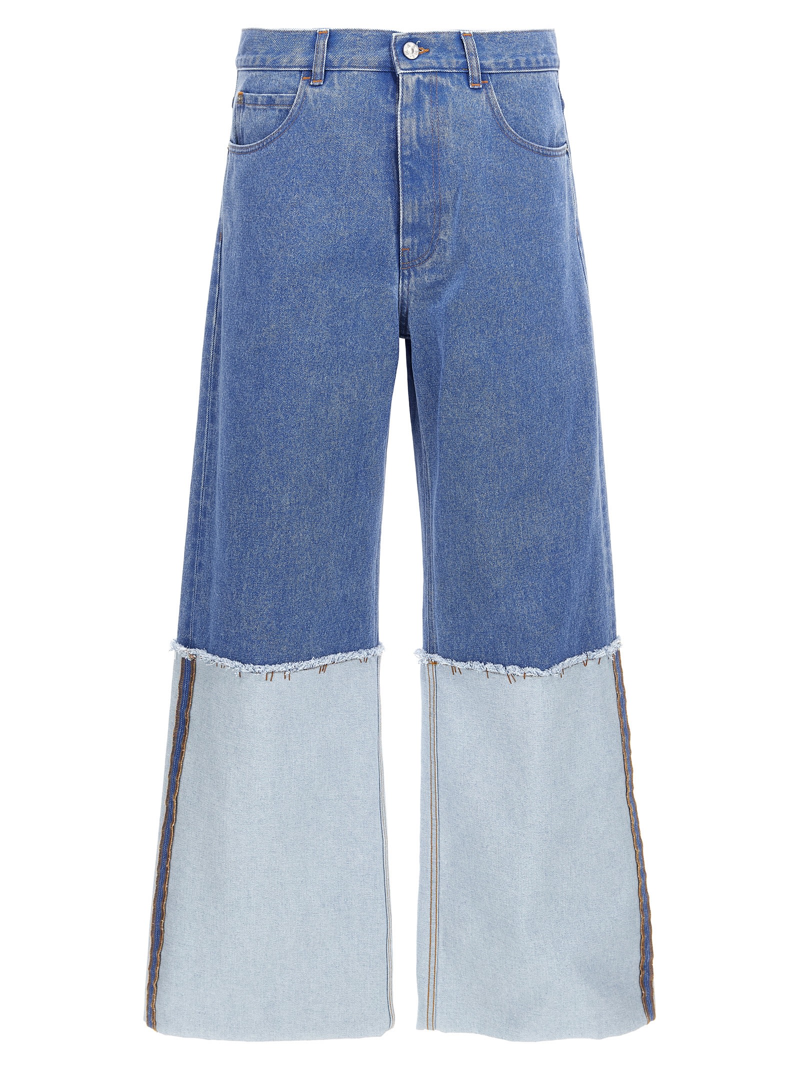 Marni Wide Leg Blue Jeans With High Turn-up In Light Blue