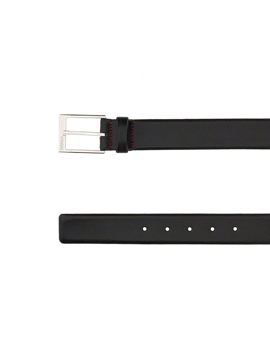 Hugo Boss Hugo Grained Leather Belt In Black