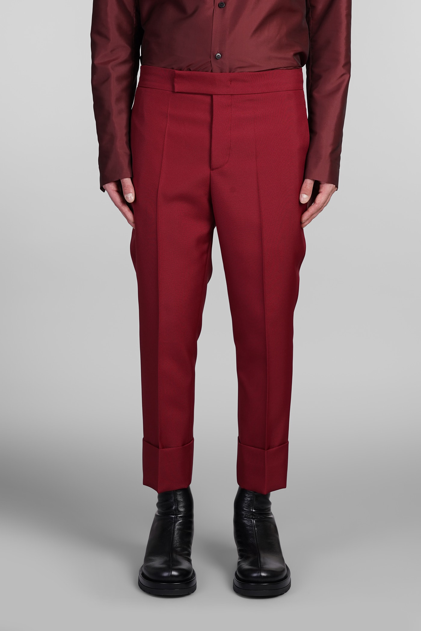 Shop Sapio N7 Pants In Bordeaux Polyester