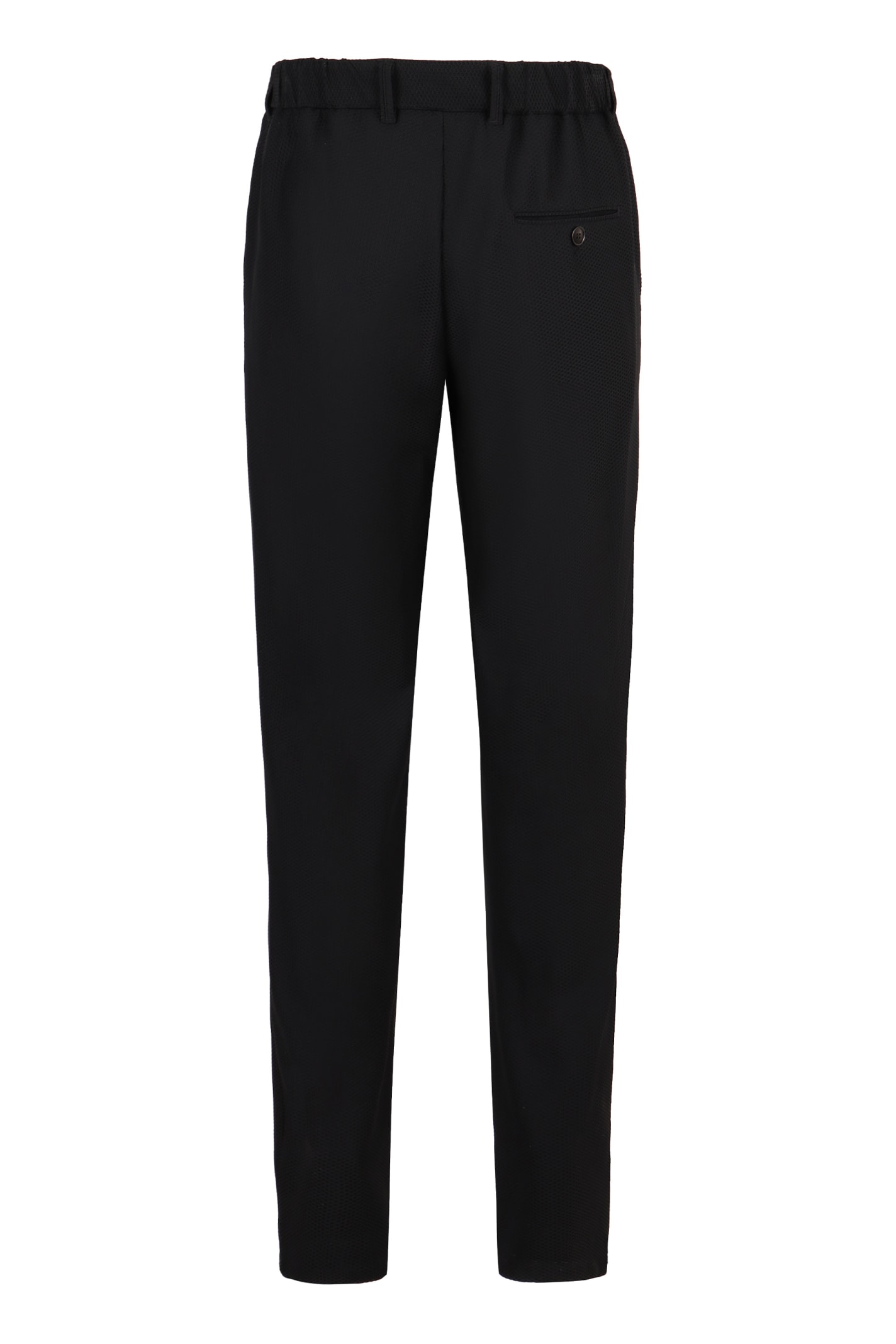 Shop Giorgio Armani Techno Fabric Tailored Trousers In Black