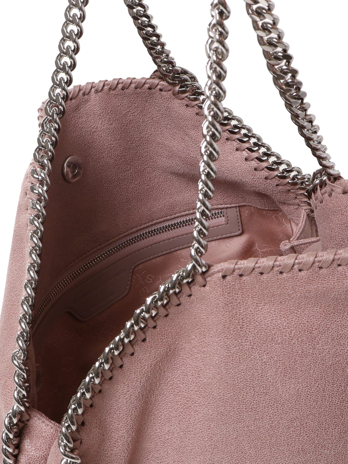 Shop Stella Mccartney Falabella Three Chain Bag In Eco-shaggy Deer In Pink
