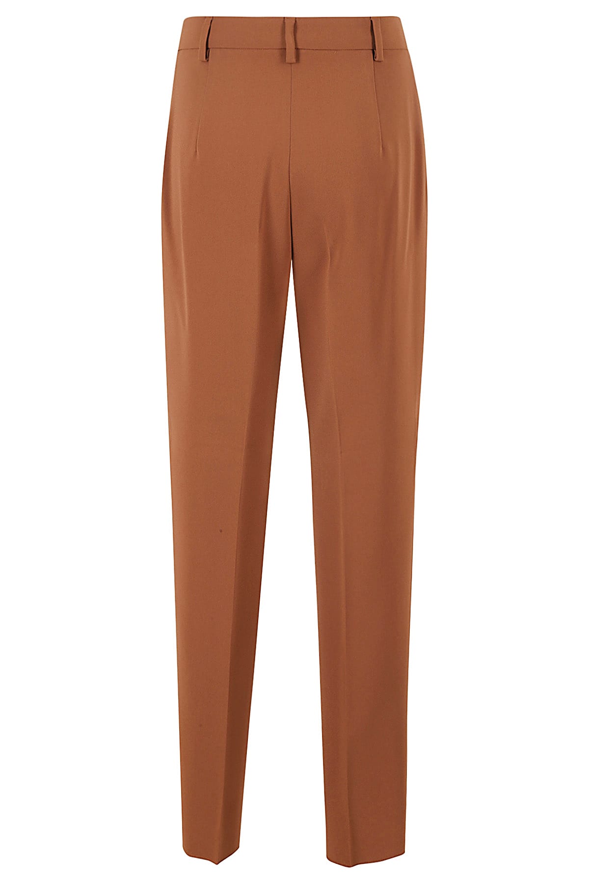 Max Mara Straight-leg Tailored Cotton Pants With Structured Waistband In Tobacco