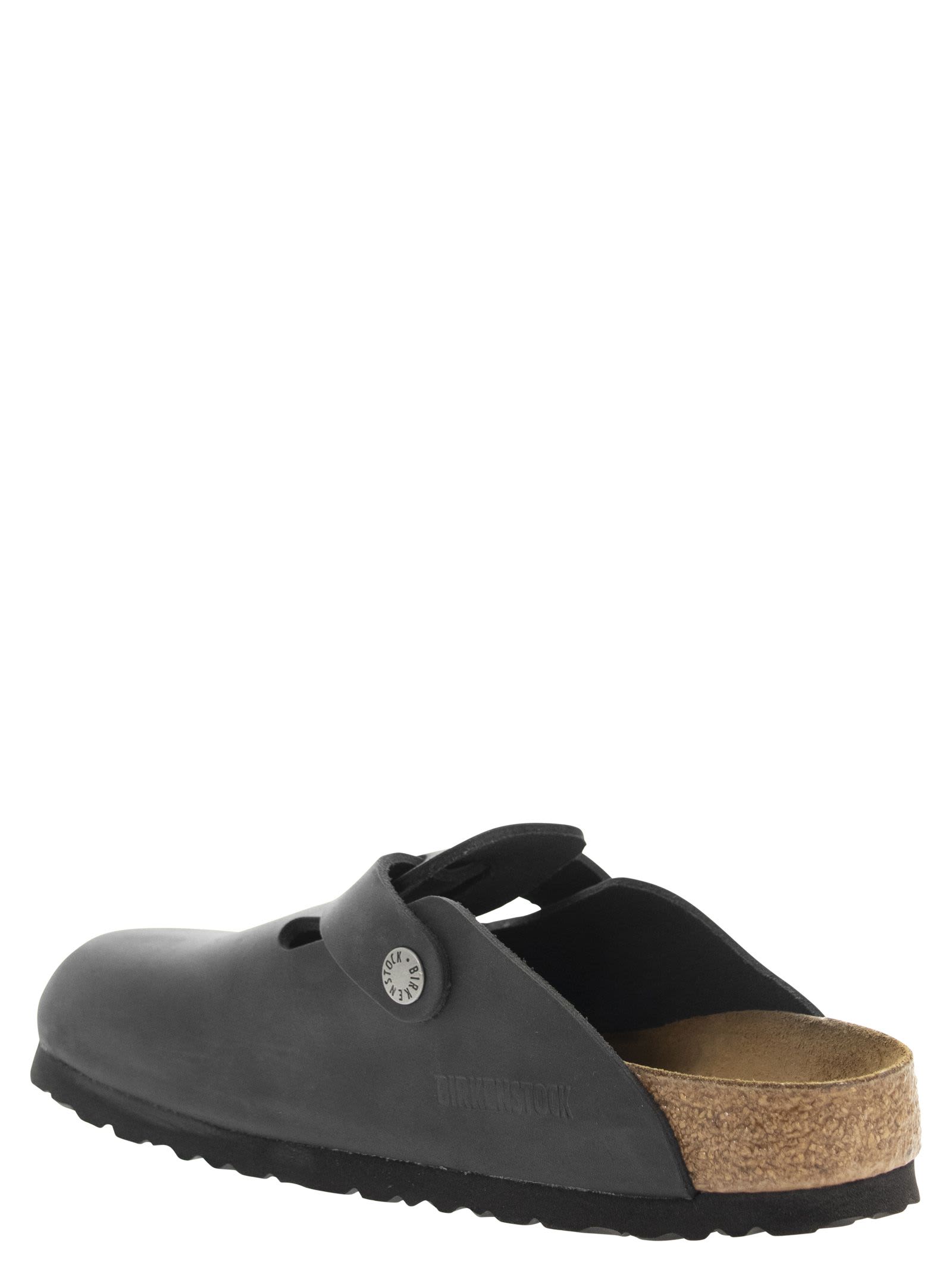 Birkenstock Boston Oiled Leather Sandals In Black