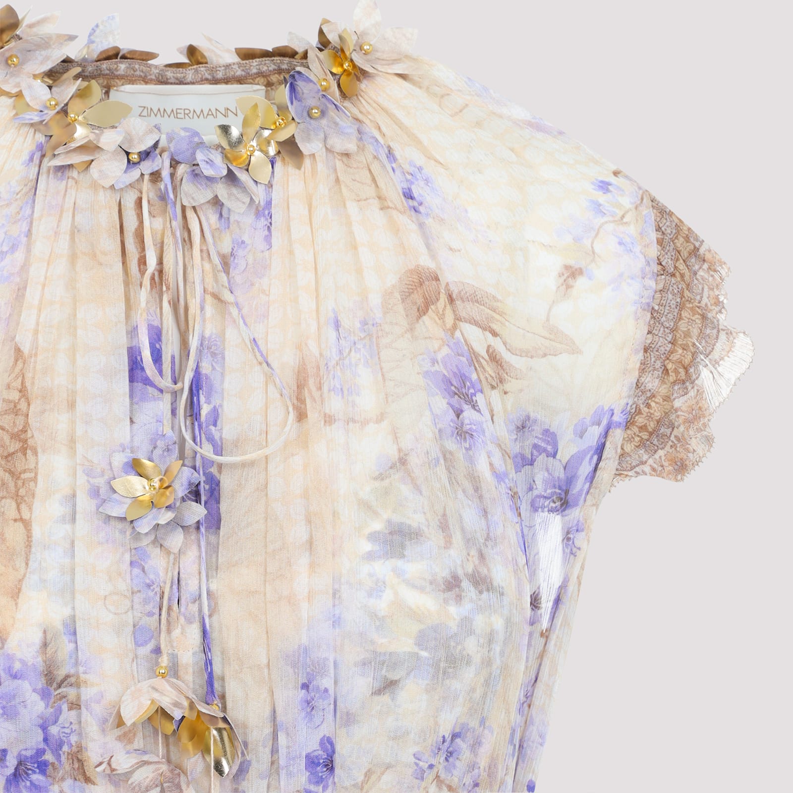 Zimmermann Women Lilac Floral Viscose Dawning Midi Dress In Multi