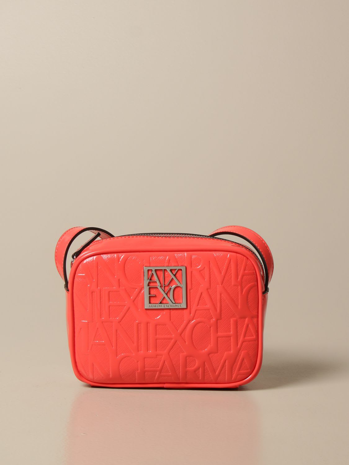 Armani Collezioni Armani Exchange Mini Bag Armani Exchange Shoulder Bag In Synthetic Patent Leather With Embossed Logo