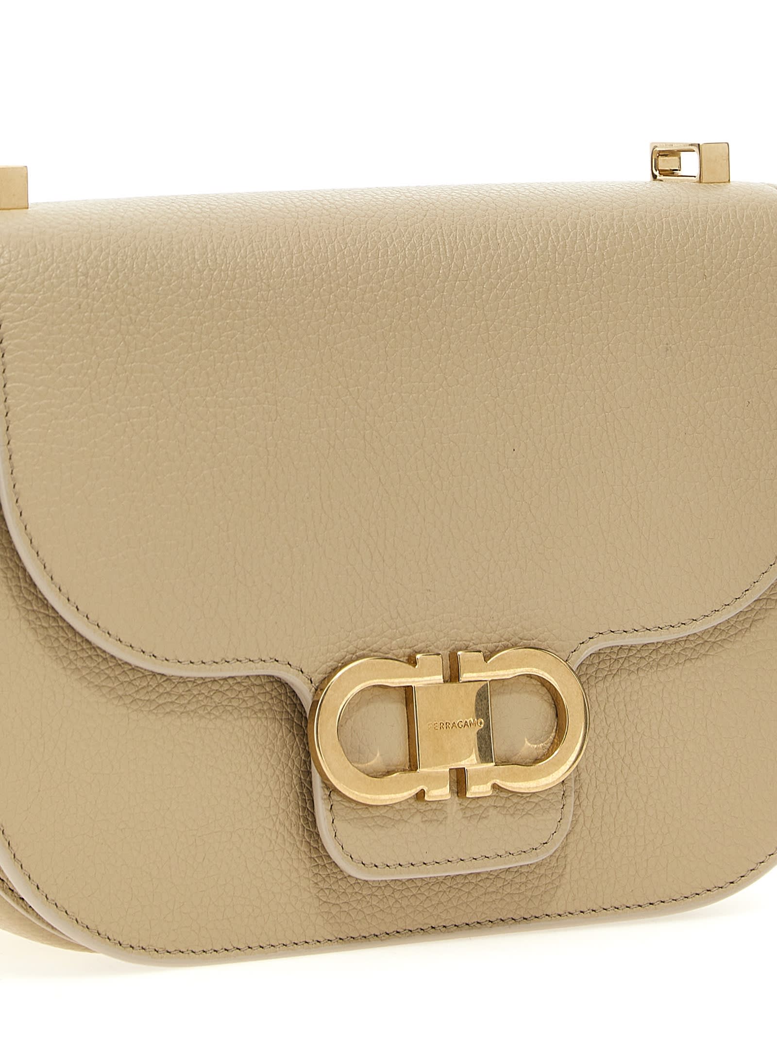 Ferragamo Gancini S Crossbody Bag In Beige