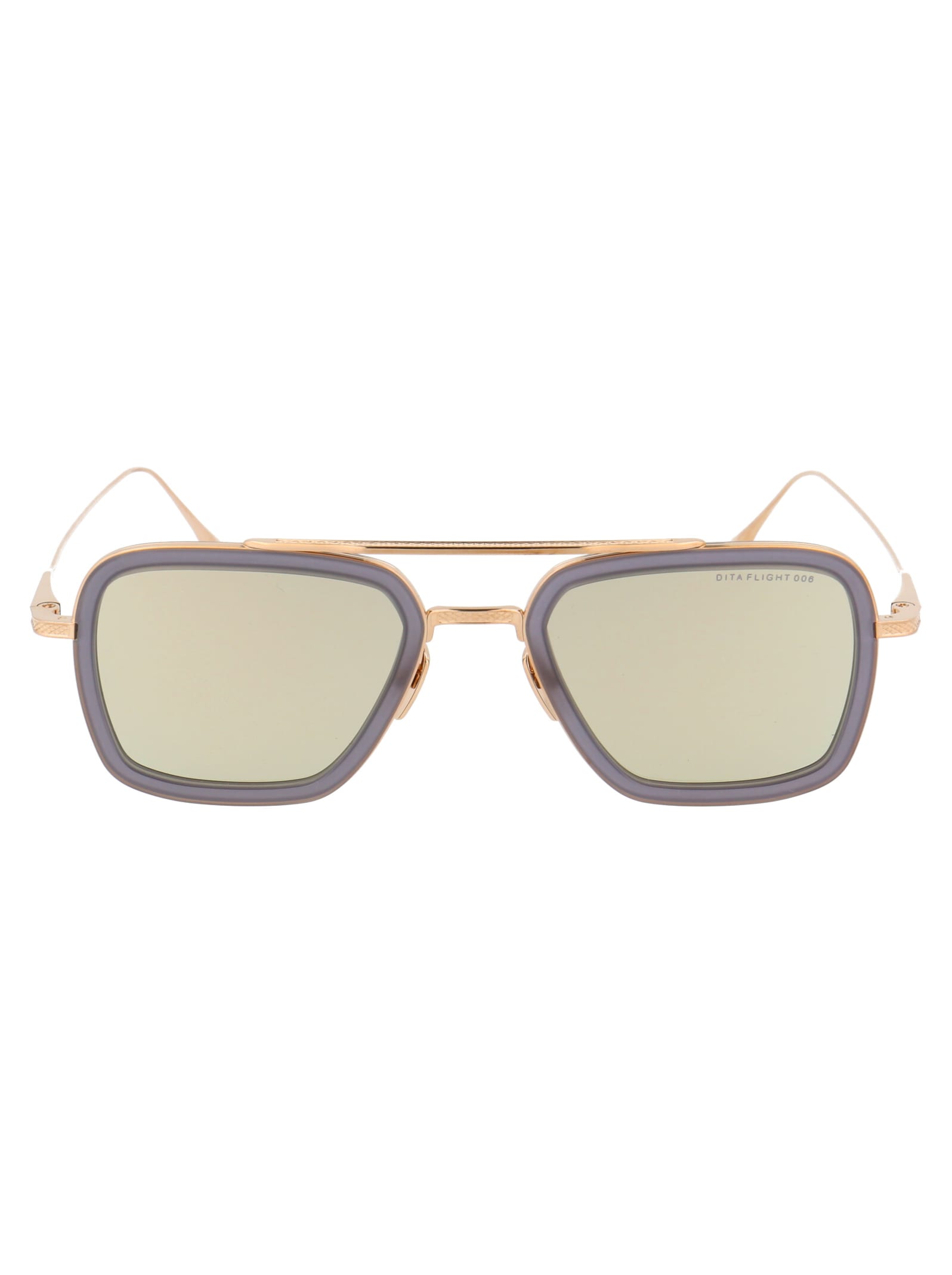 Shop Dita Flight.006 Sunglasses In Matte Grey Crystal - 12k Gold W/dark Grey - Milky Gold Flash - Ar