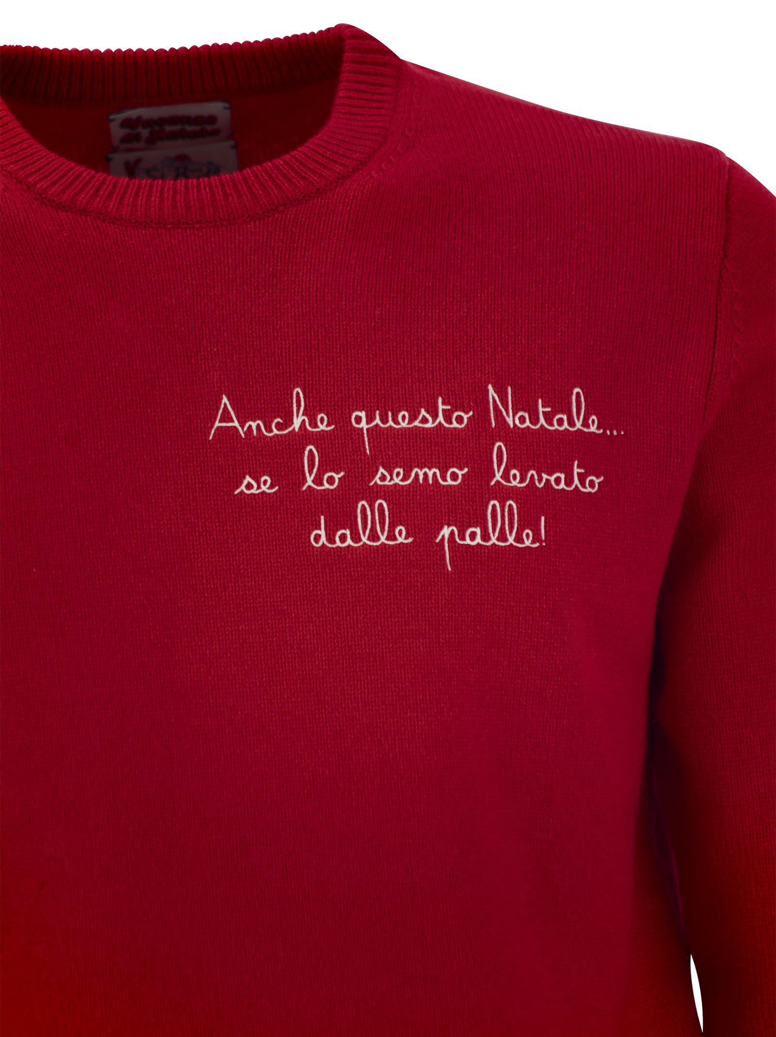 Mc2 Saint Barth Vacanze Di Natale Jumper In Wool And Cashmere Blend In Red