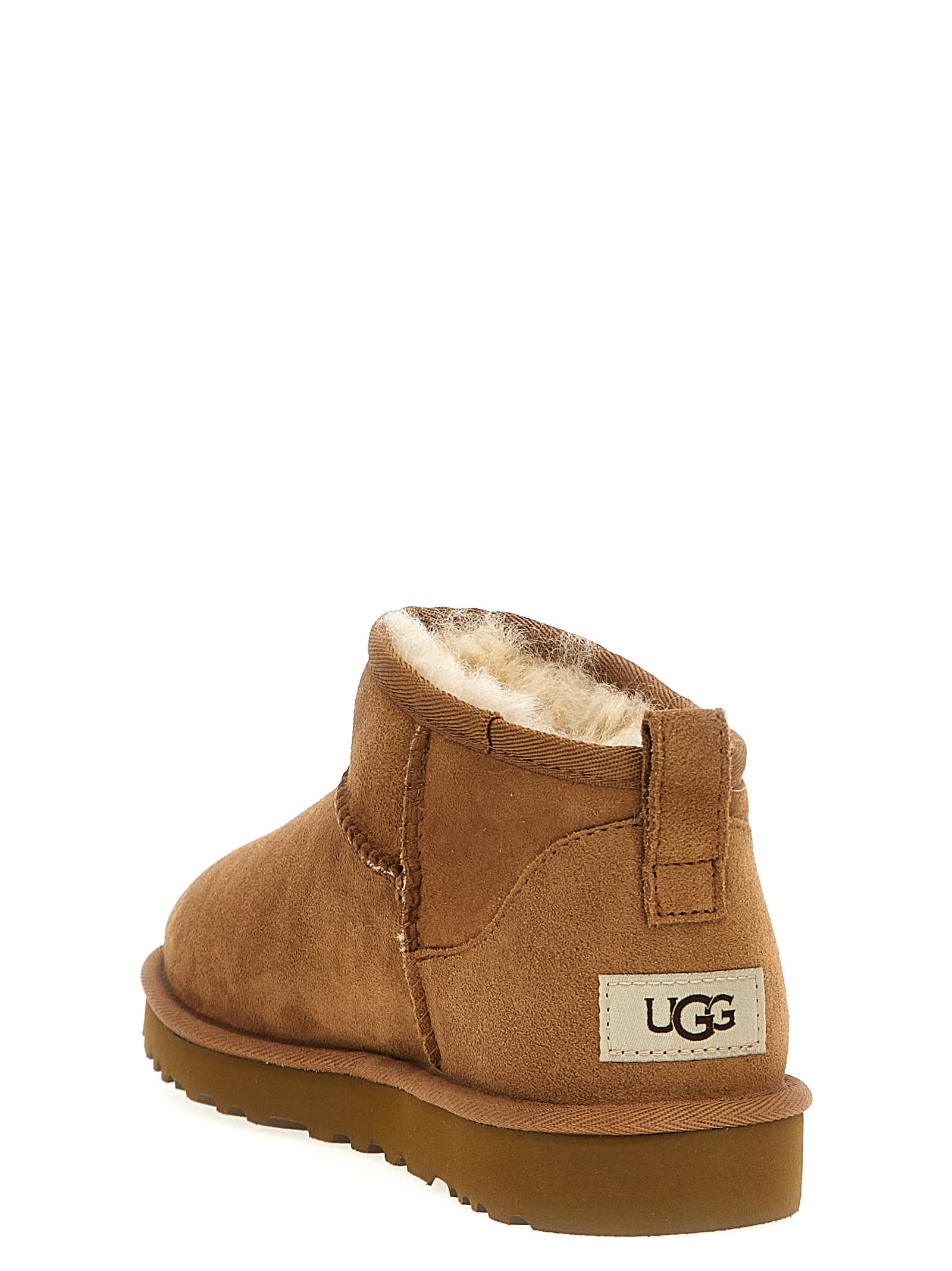 Ugg Biscuit Suede Classic Ultra Mini Ankle Boots In Brown