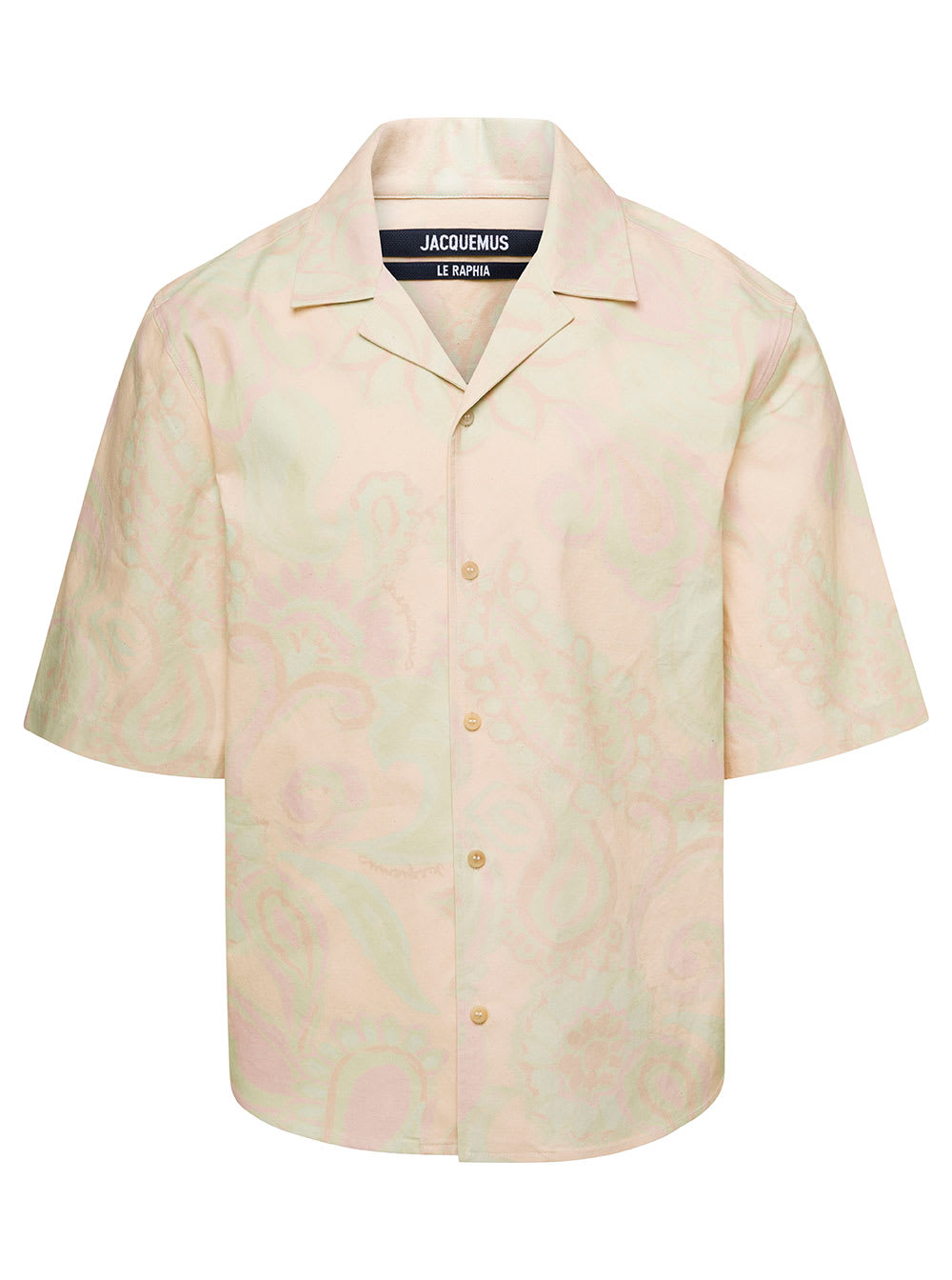JACQUEMUS LE CHEMISE AOURO MULTICOLOR SHORT-SLEEVE SHIRT WITH ALL-OVER PRINT IN COTTON MAN