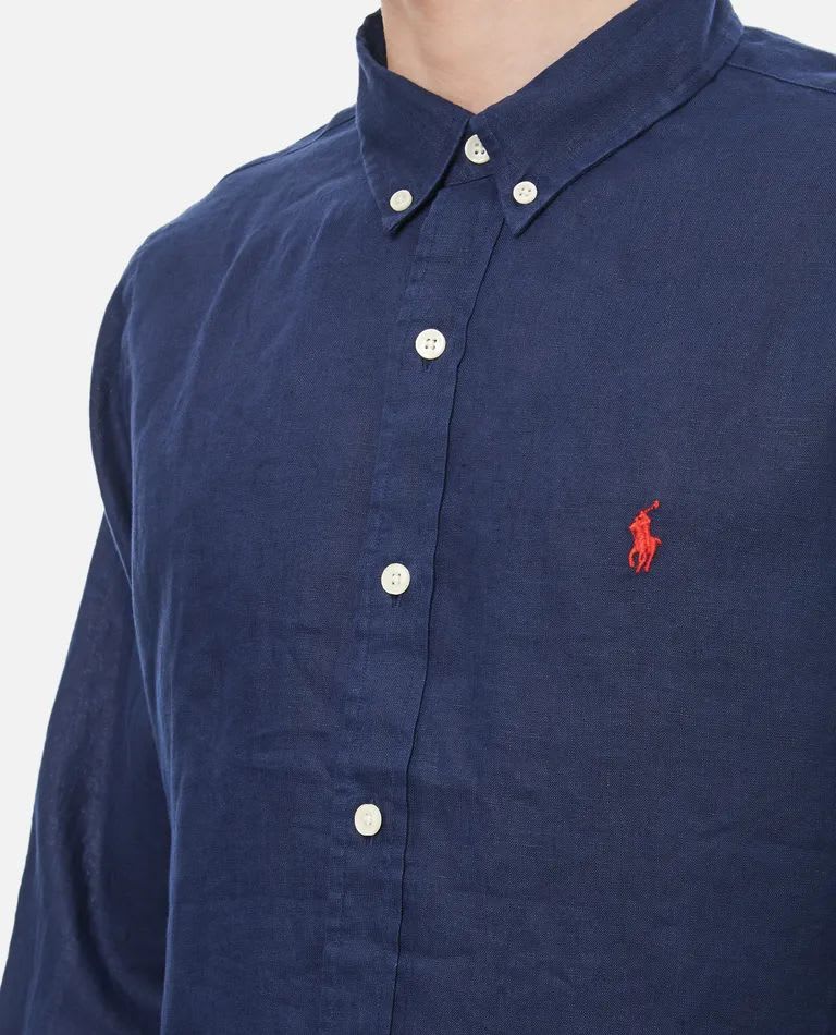 Shop Polo Ralph Lauren Long Sleeve-sport Shirt In Newport Navy