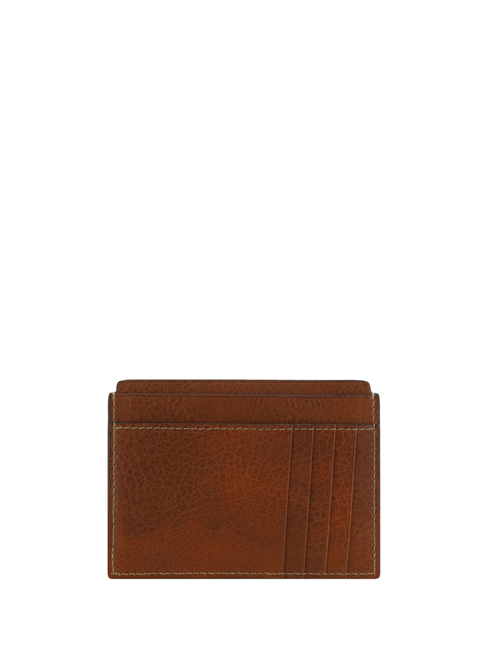 Shop Brunello Cucinelli Card Holder In Leather Brown