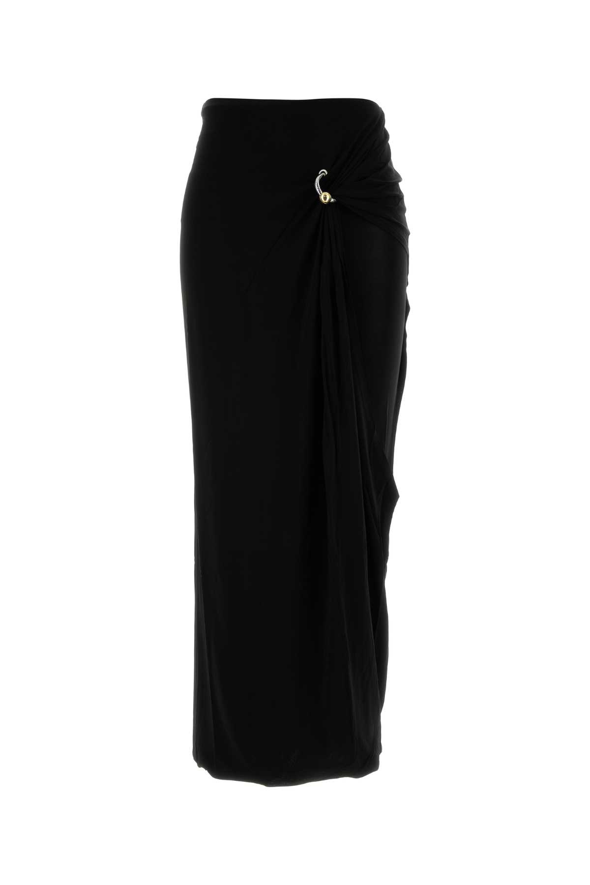 Jean Paul Gaultier Womens Black Piercing Asymmetric Jersey Midi Skirt In Black