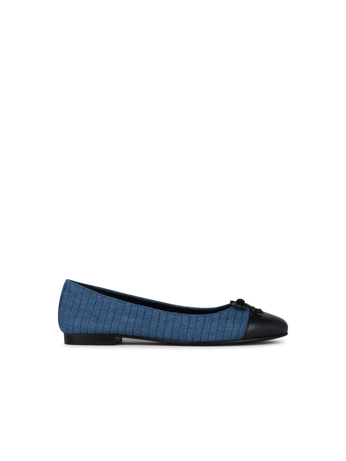 Shop Tory Burch Matelassé Ballet Flats In Blue Denim Blend