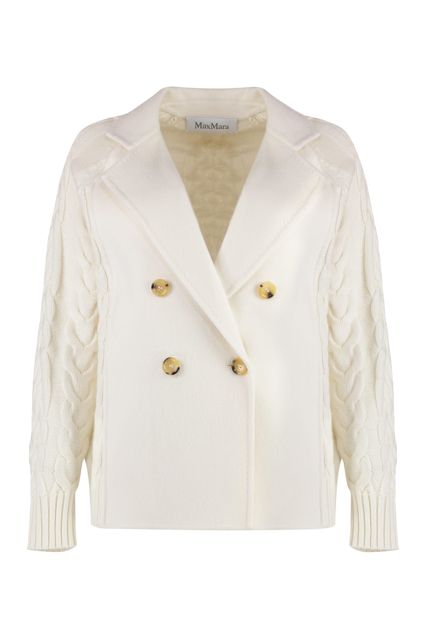 Shop Max Mara Micio Double-breasted Wool Jacket In White