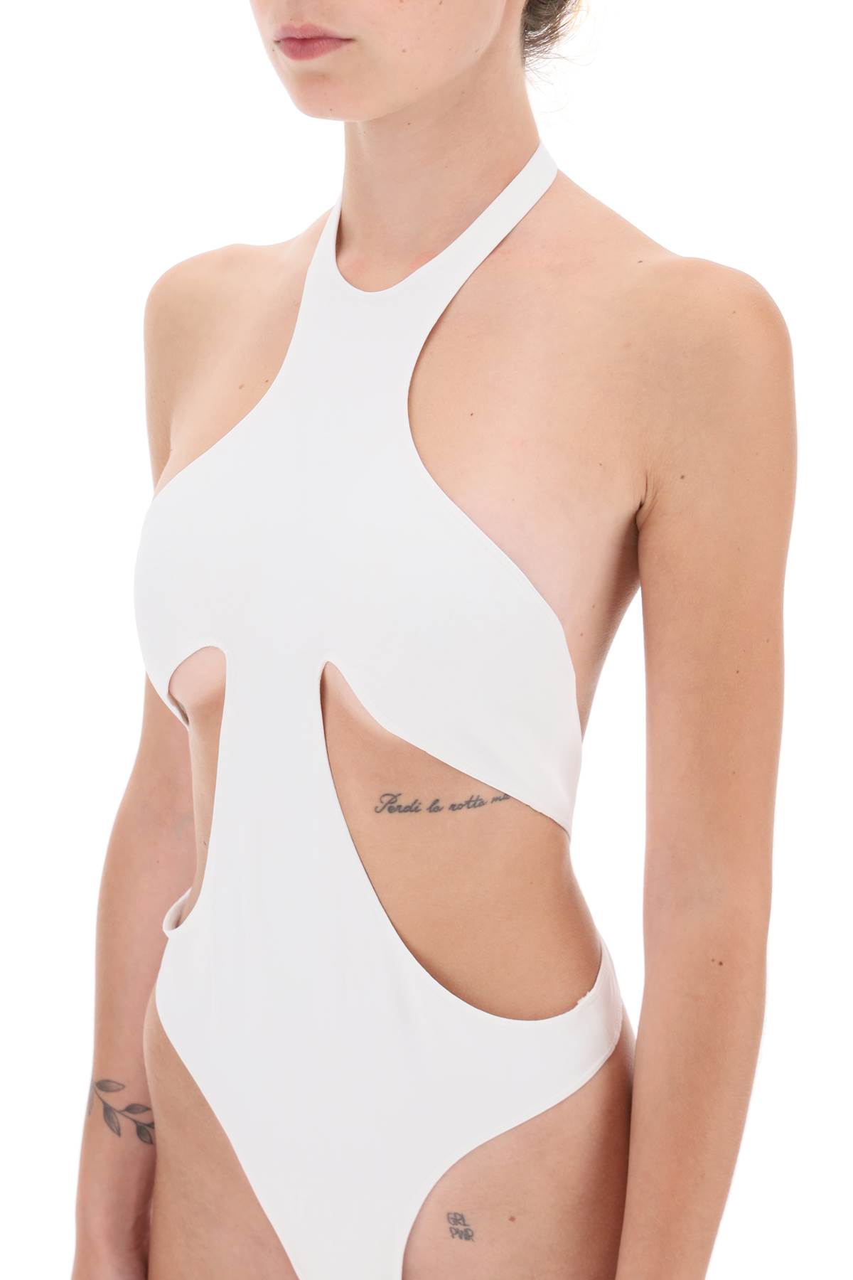 Shop Mugler One-piece Swimsuit With Cut-outs In Snow (white)