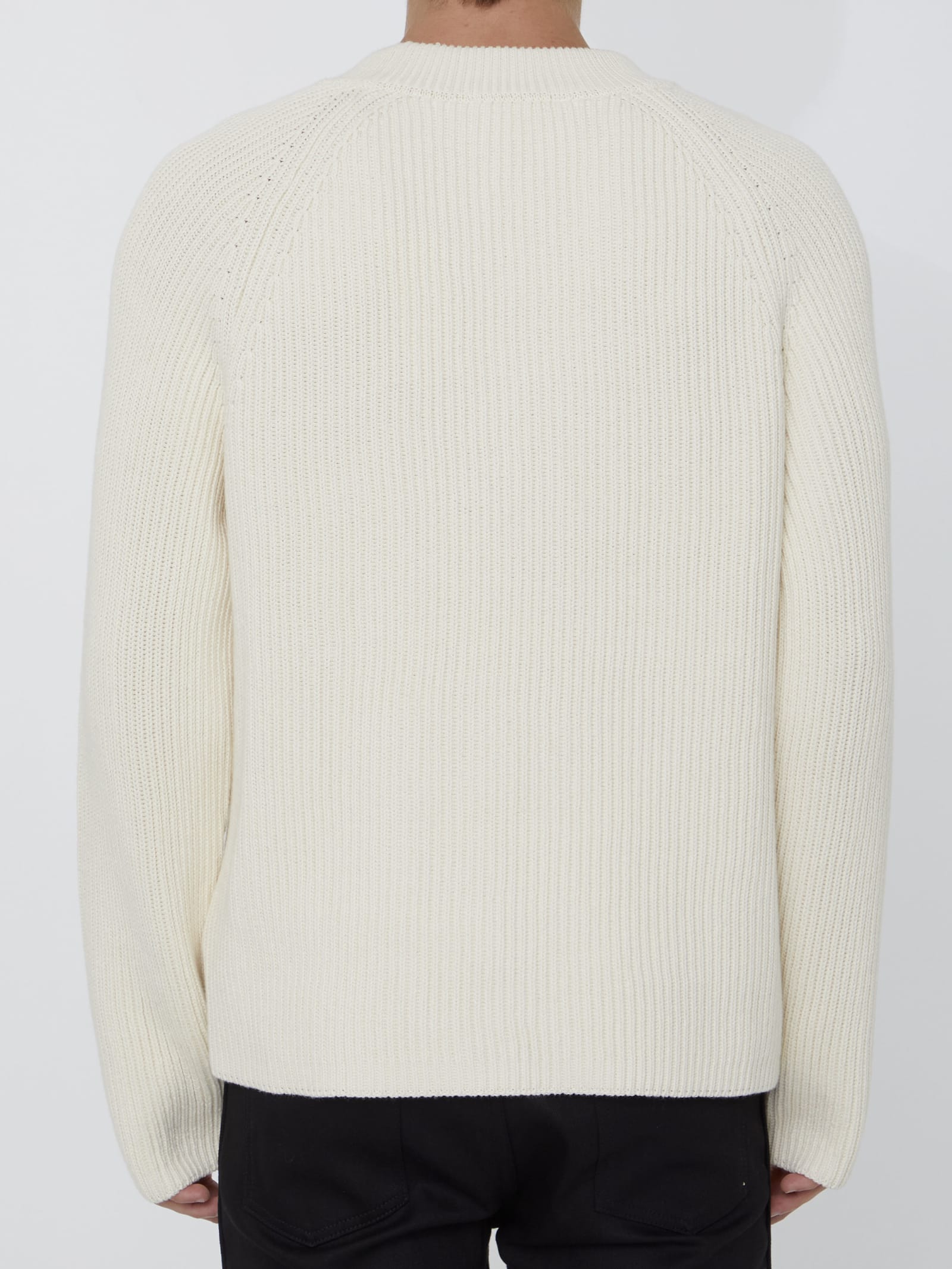 Shop Ami Alexandre Mattiussi Ivory Jumper With Patch