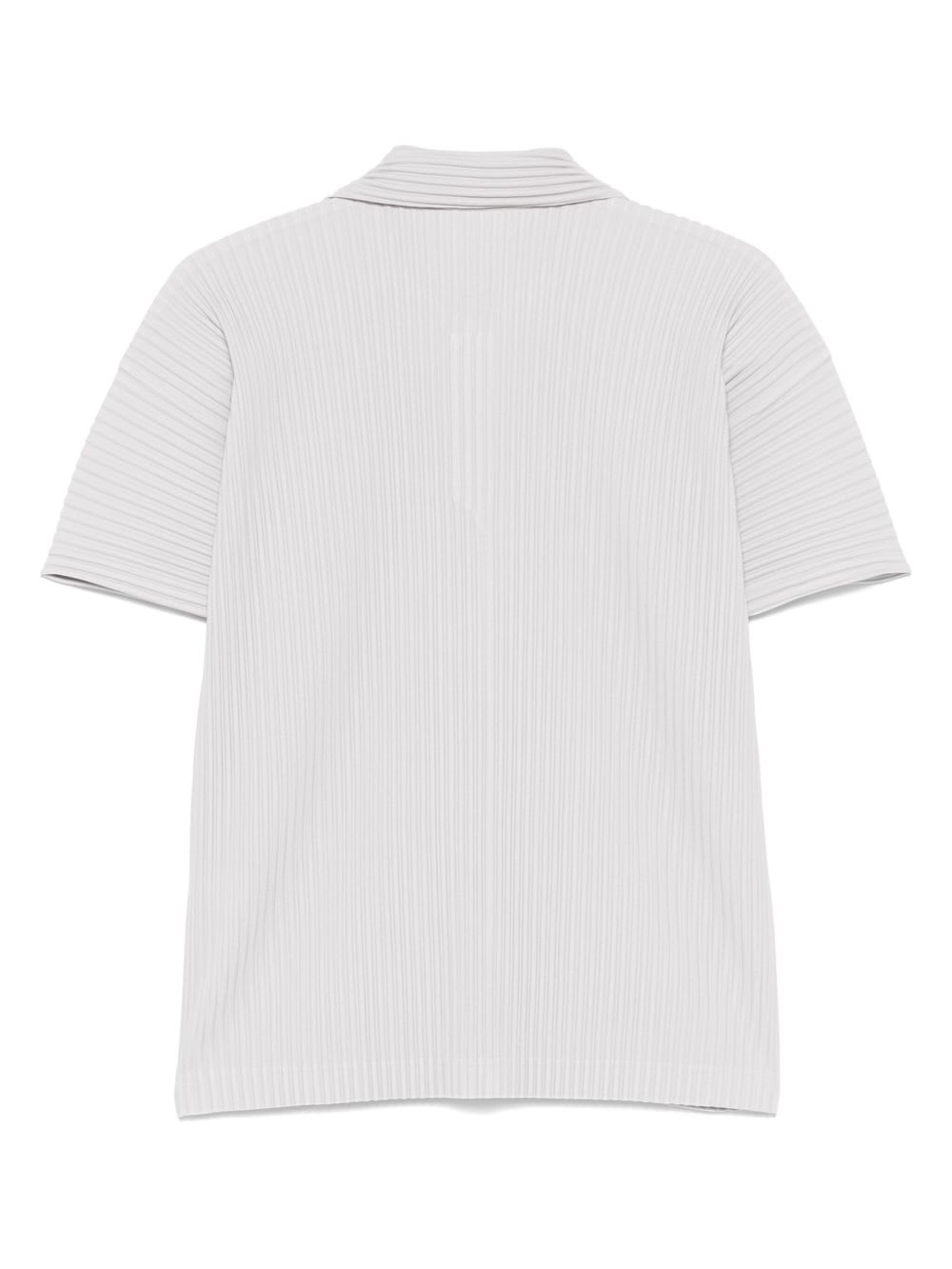 Issey Miyake Pleated Polo Shirt In Gray