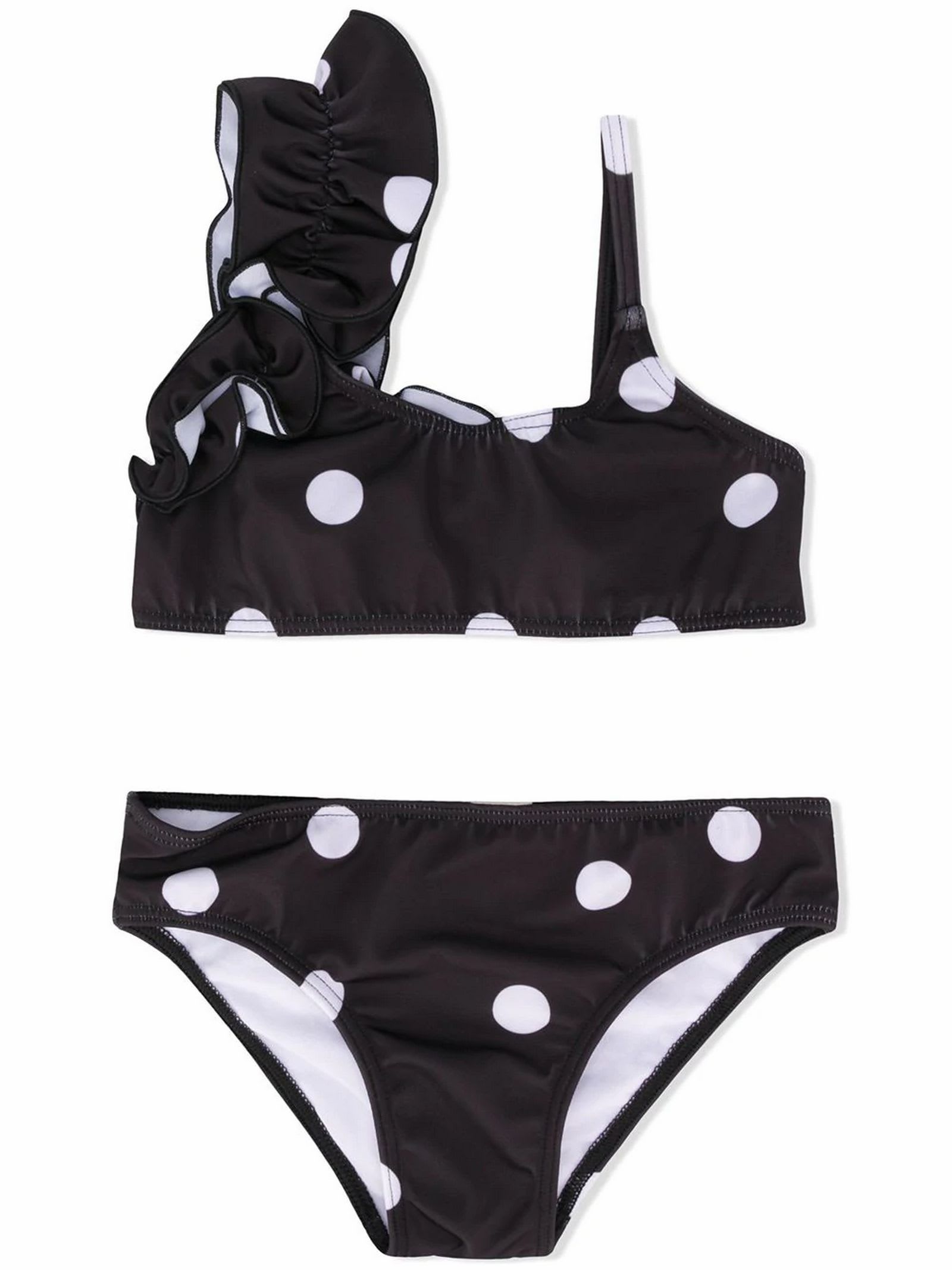 Douuod Black And White Polka Dot Bikini Set
