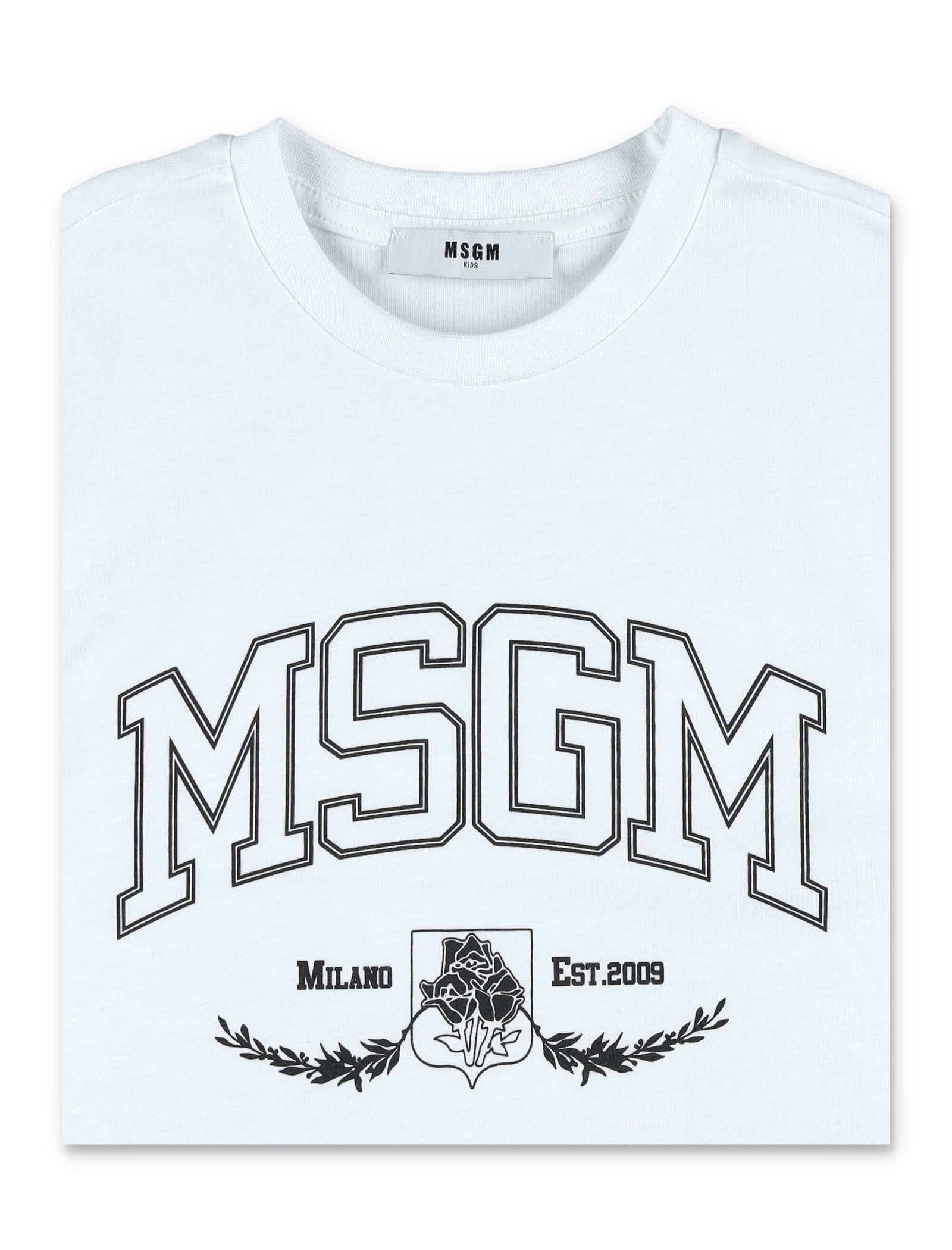 Shop Msgm Logo T-shirt In Bianco/white