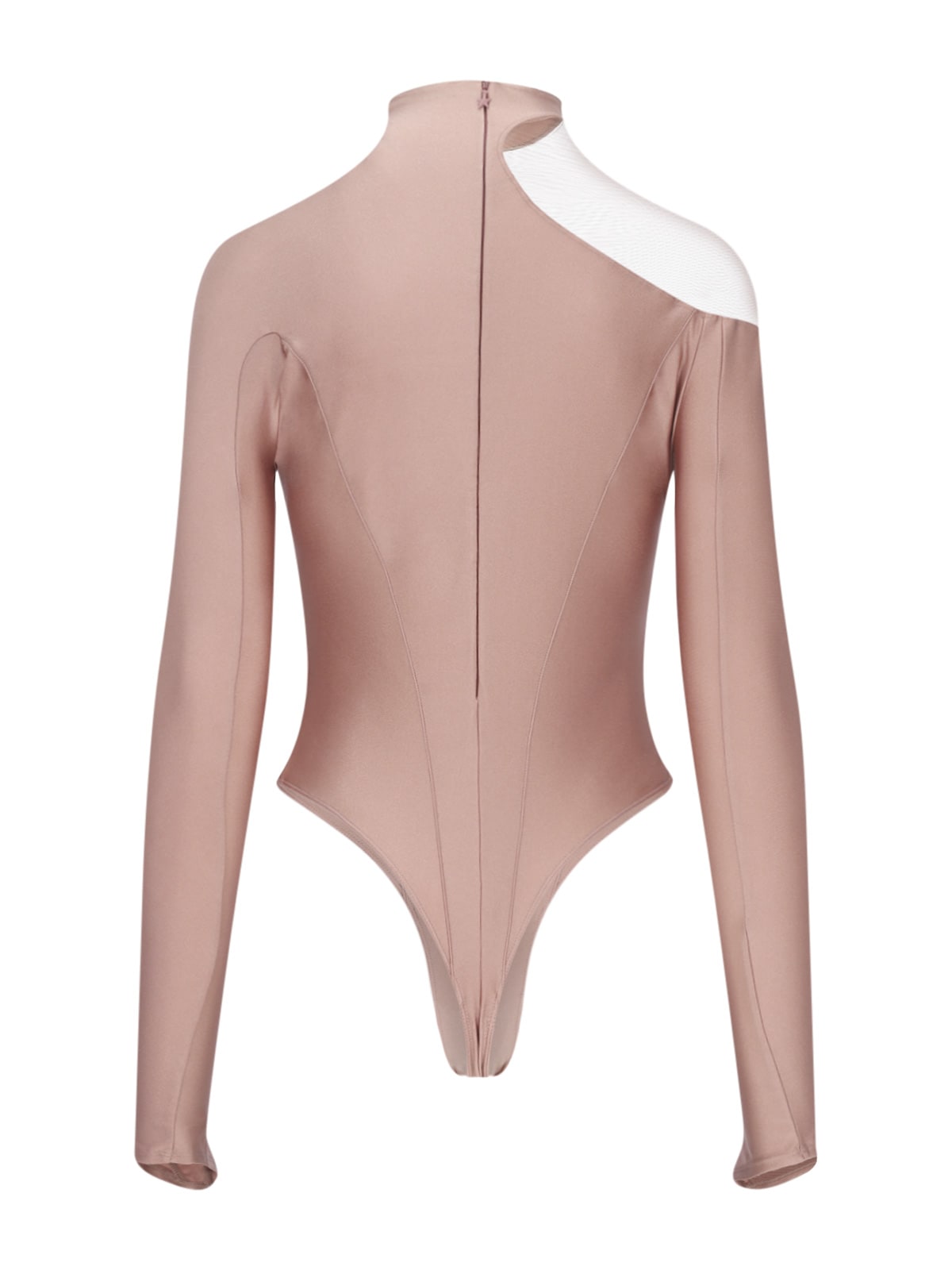 Shop Mugler Asymmetric Illusion Bodysuit In Pink