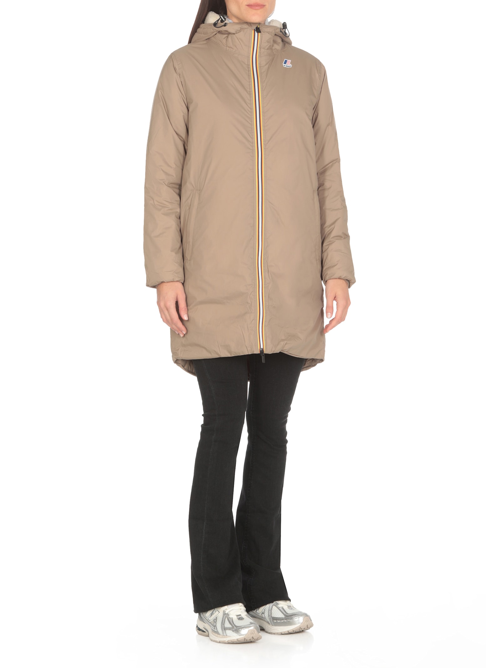 Shop K-way Le Vrai 3.0 Eiffel Orsetto Padded Coat In Beige